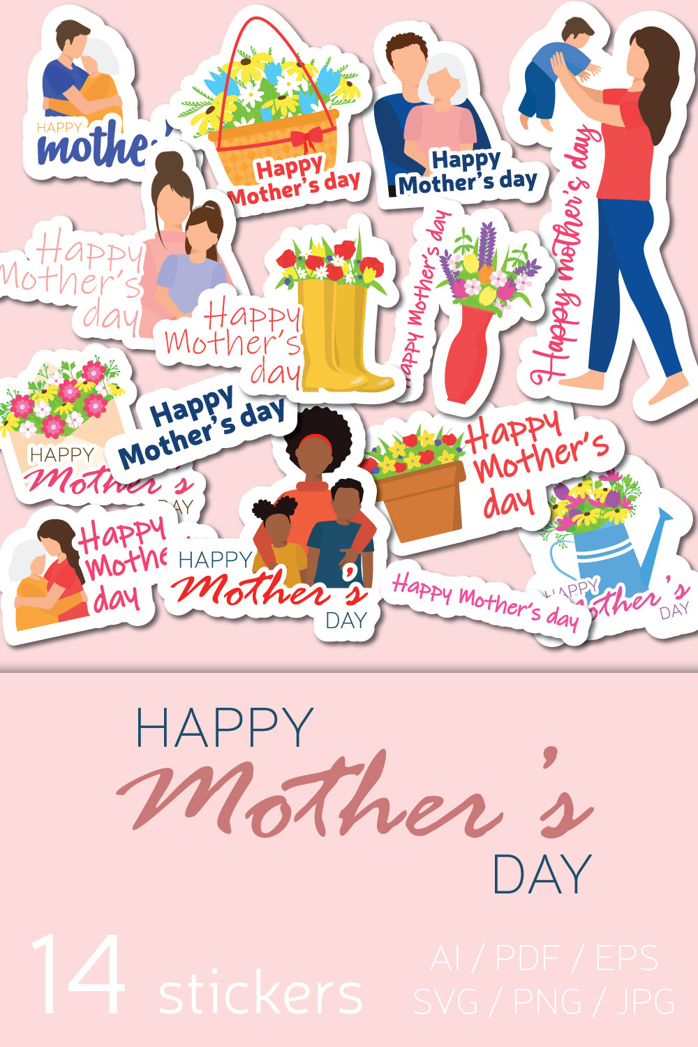 Happy Mother\\\'s Day Stickers pinterest preview image.