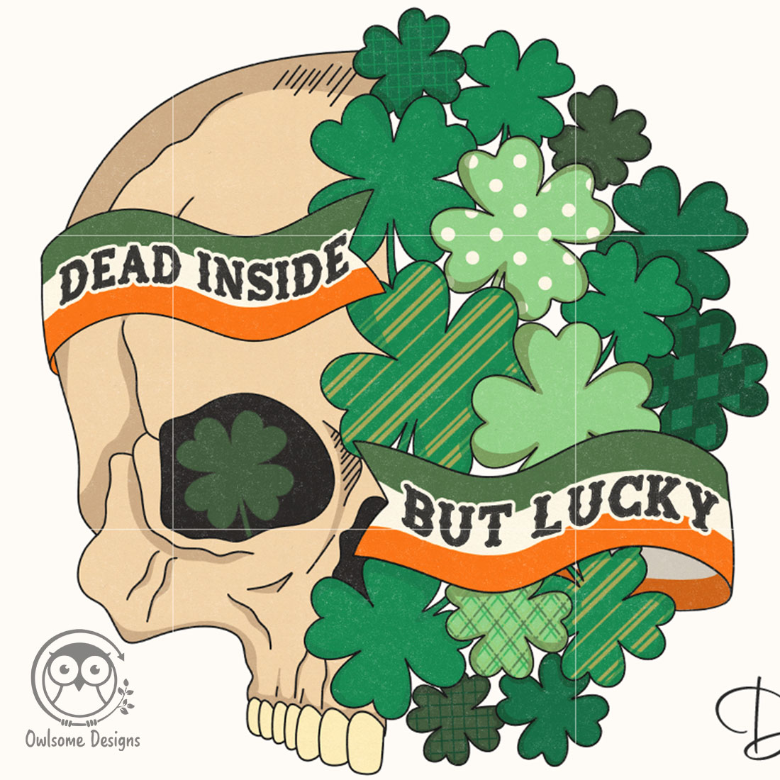 Dead Inside But Lucky Skull PNG cover image.