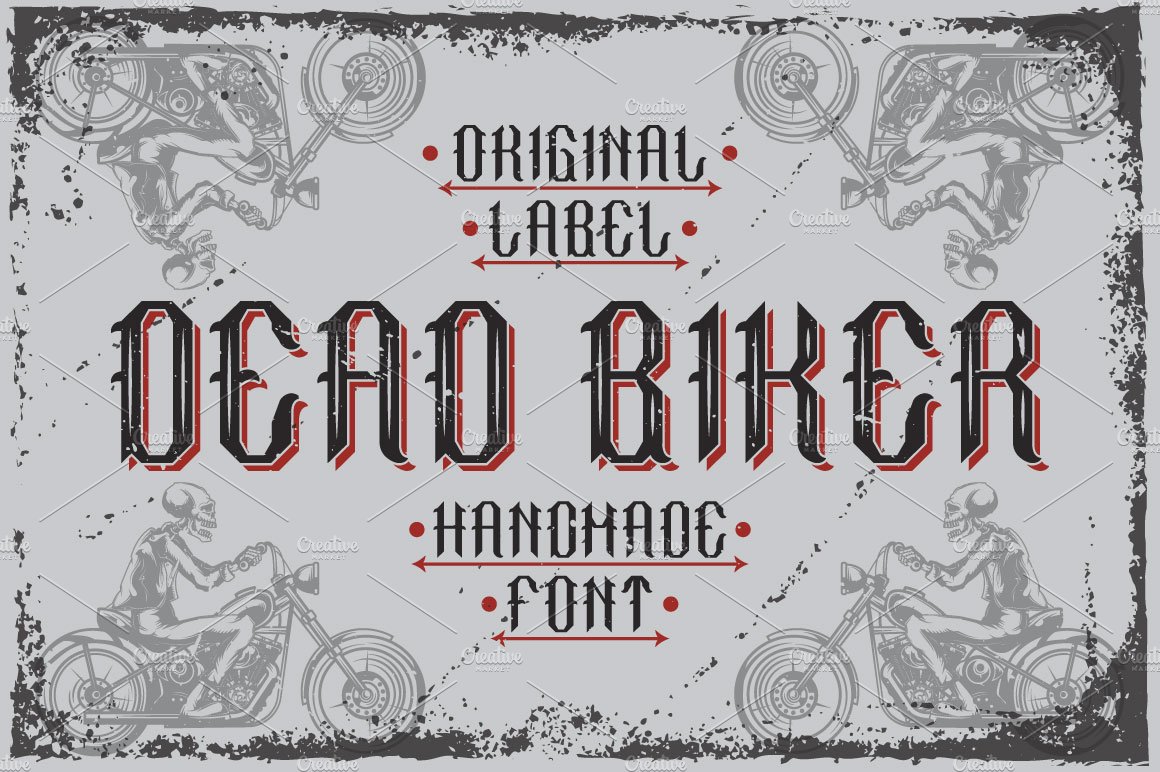 Handcrafted font "Dead biker" cover image.