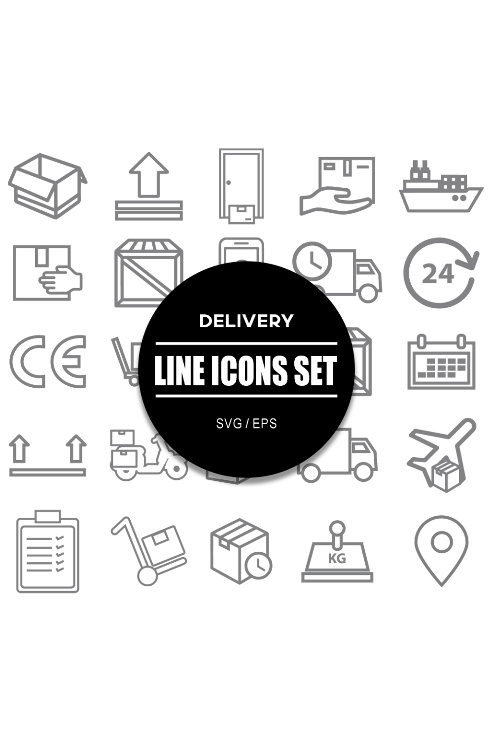 Delivery Icon Set pinterest preview image.