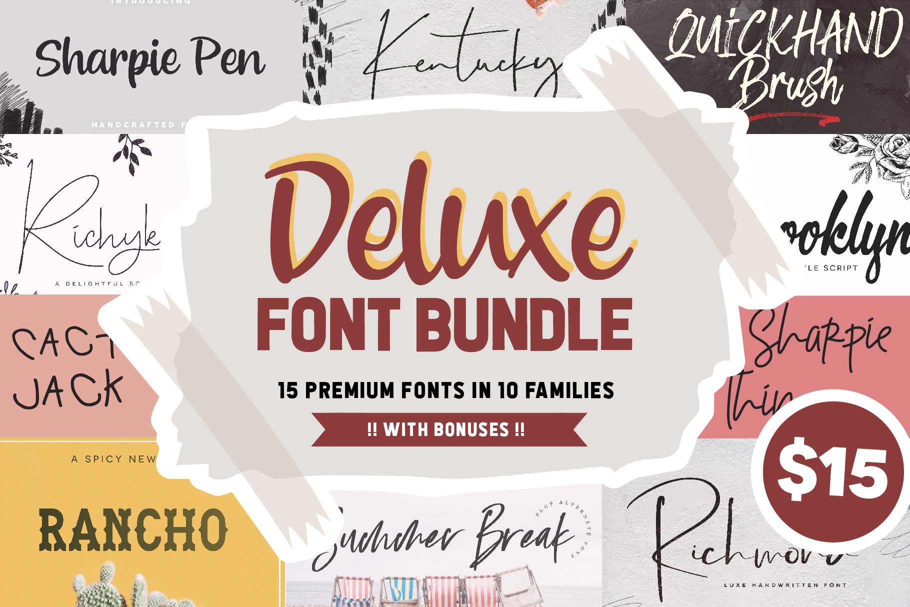 Deluxe Font Bundle + Bonuses cover image.