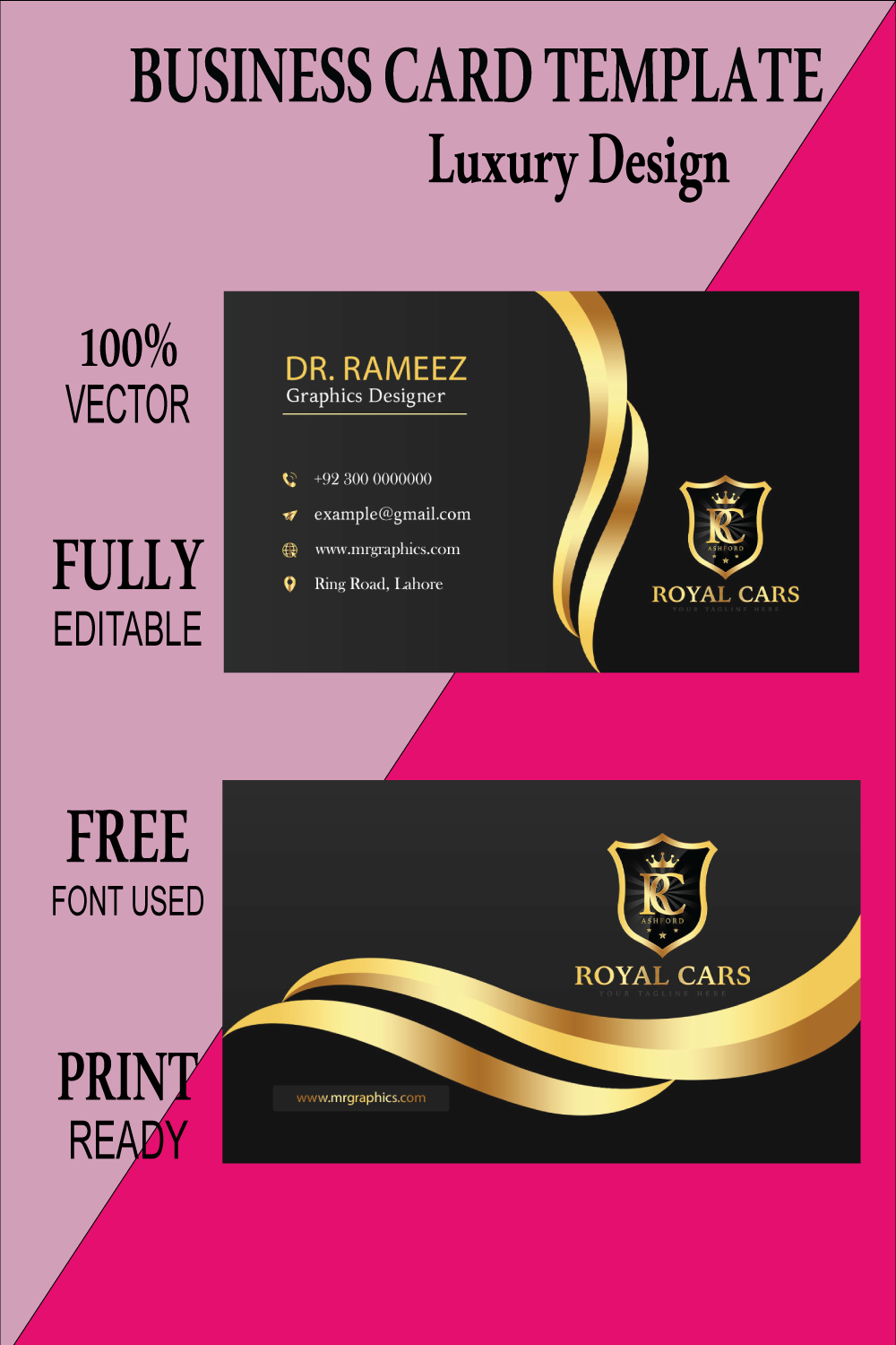 Professional Business Card Template pinterest preview image.