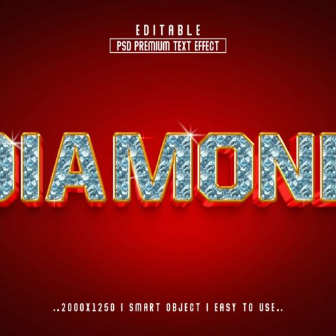 Diamond 3D Editable psd Text Effectcover image.