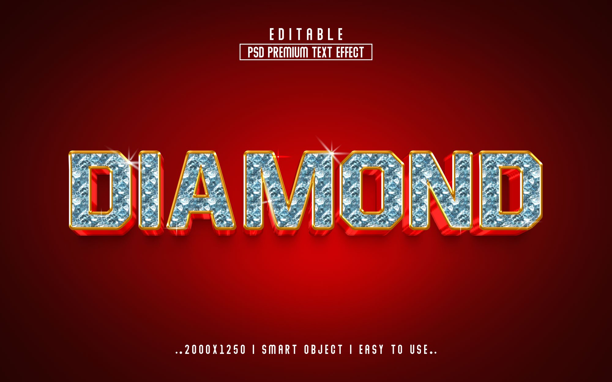 Diamond 3D Editable psd Text Effectcover image.