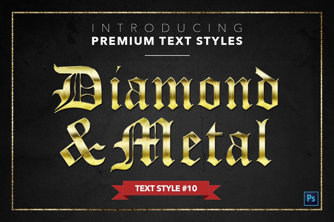 diamond and metal text styles pack one example10 342
