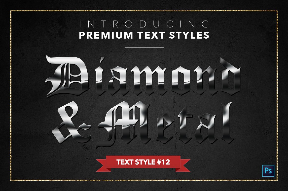 diamond and metal text styles pack one example12 434