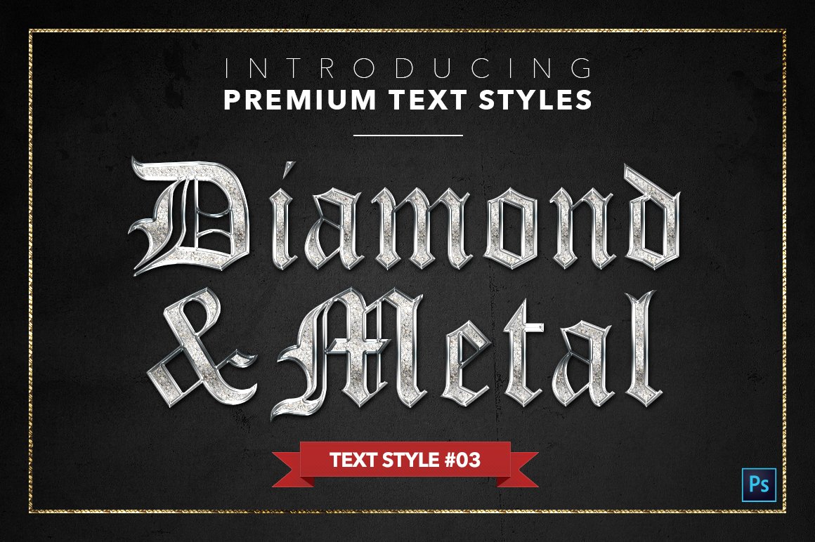 diamond and metal text styles pack one example3 836