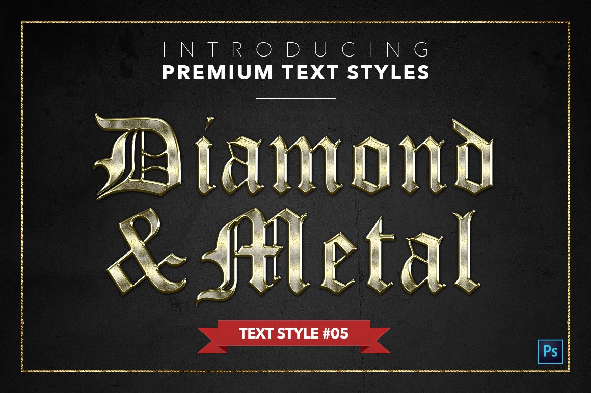 diamond and metal text styles pack one example5 463
