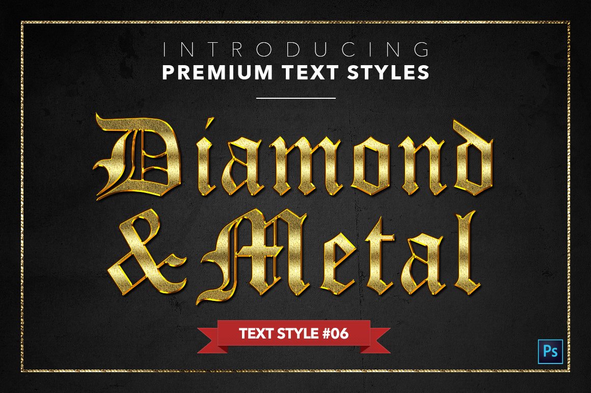 diamond and metal text styles pack one example6 750