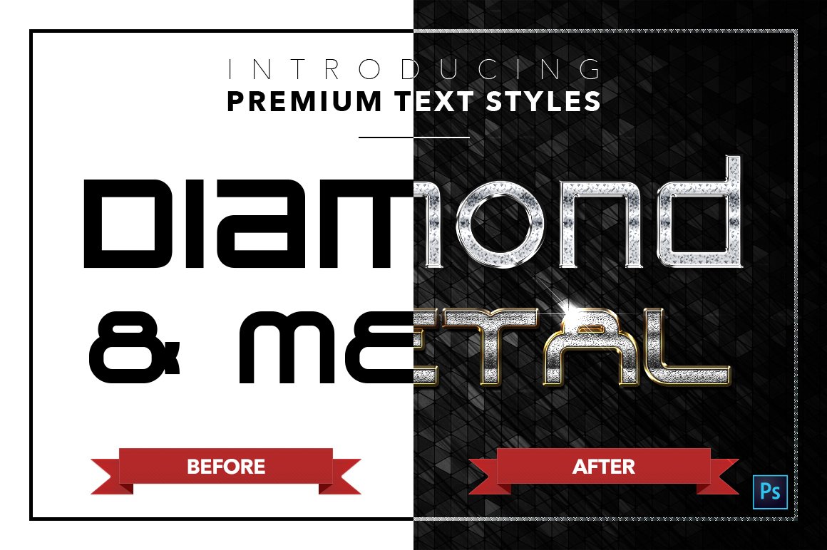 diamond and metal text styles pack three before after 634