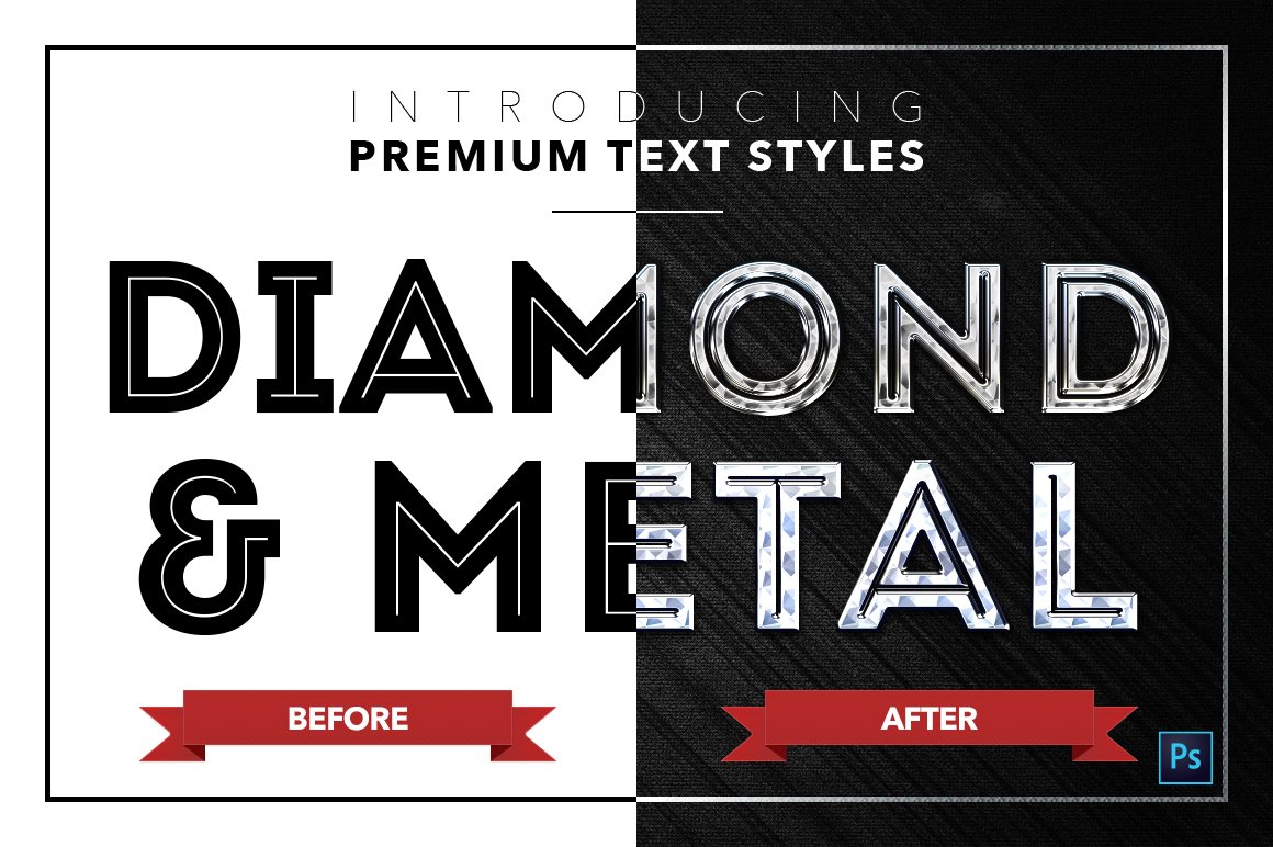 diamond and metal text styles pack two before after 187