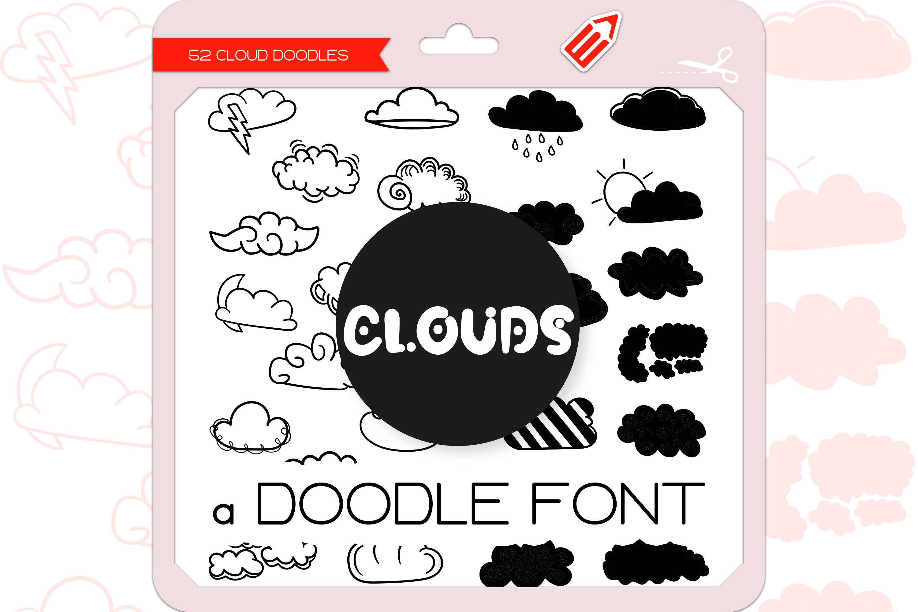 Cloud Doodles - Dingbats Font cover image.