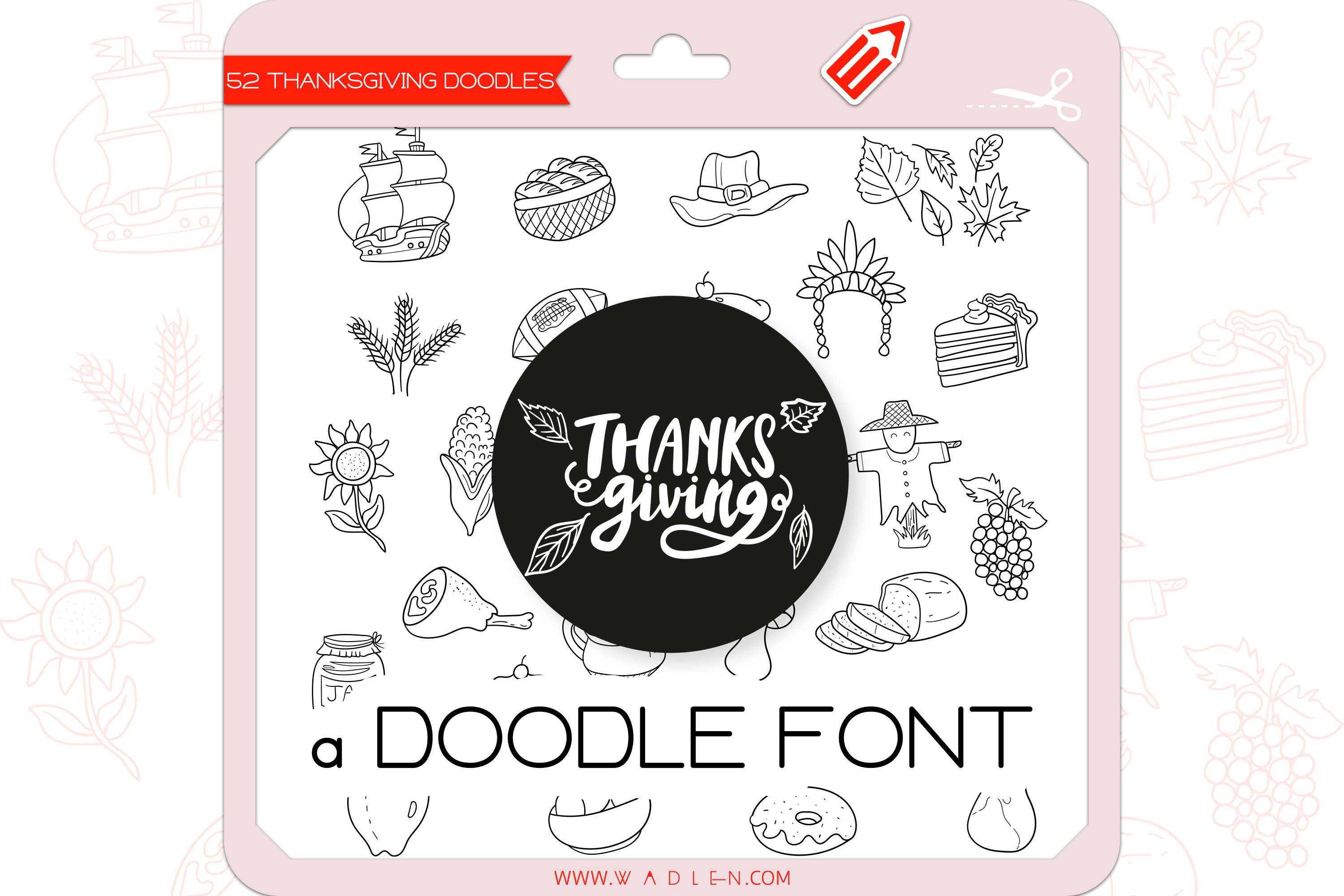 Thanksgiving Doodles - Dingbats Font cover image.