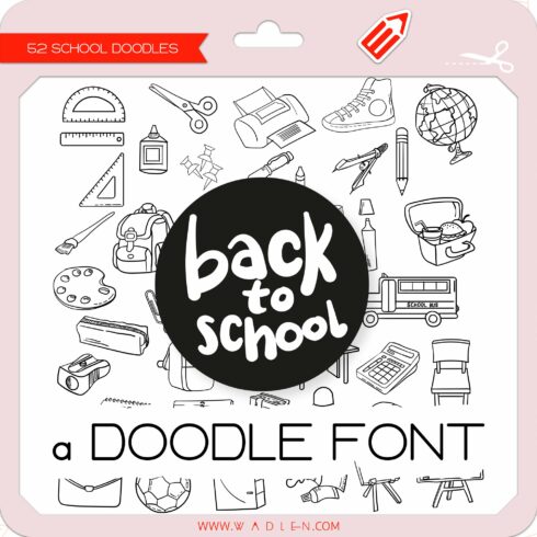Back to School Doodles Dingbats Font cover image.