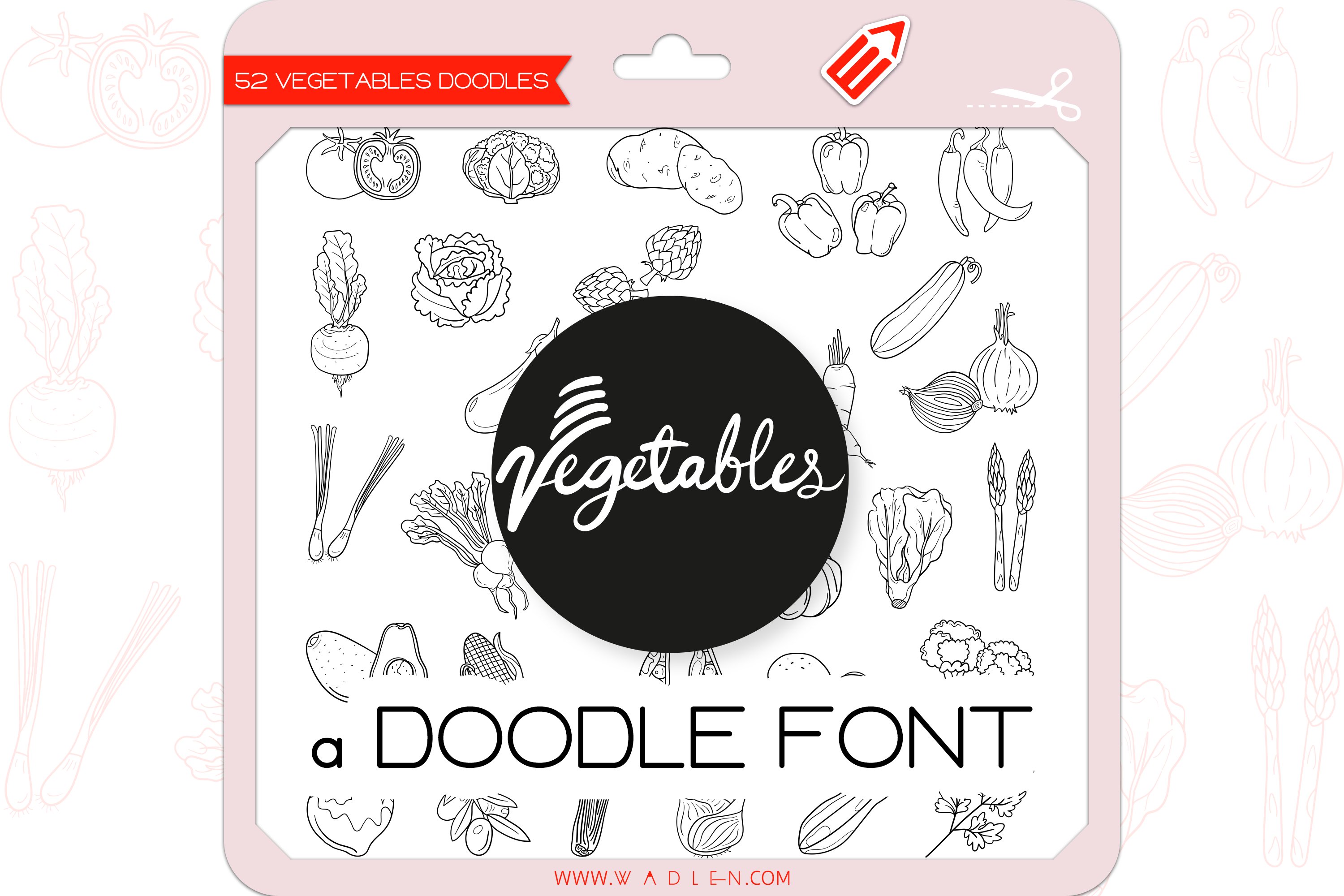 Vegetables Doodles - Dingbats Font cover image.