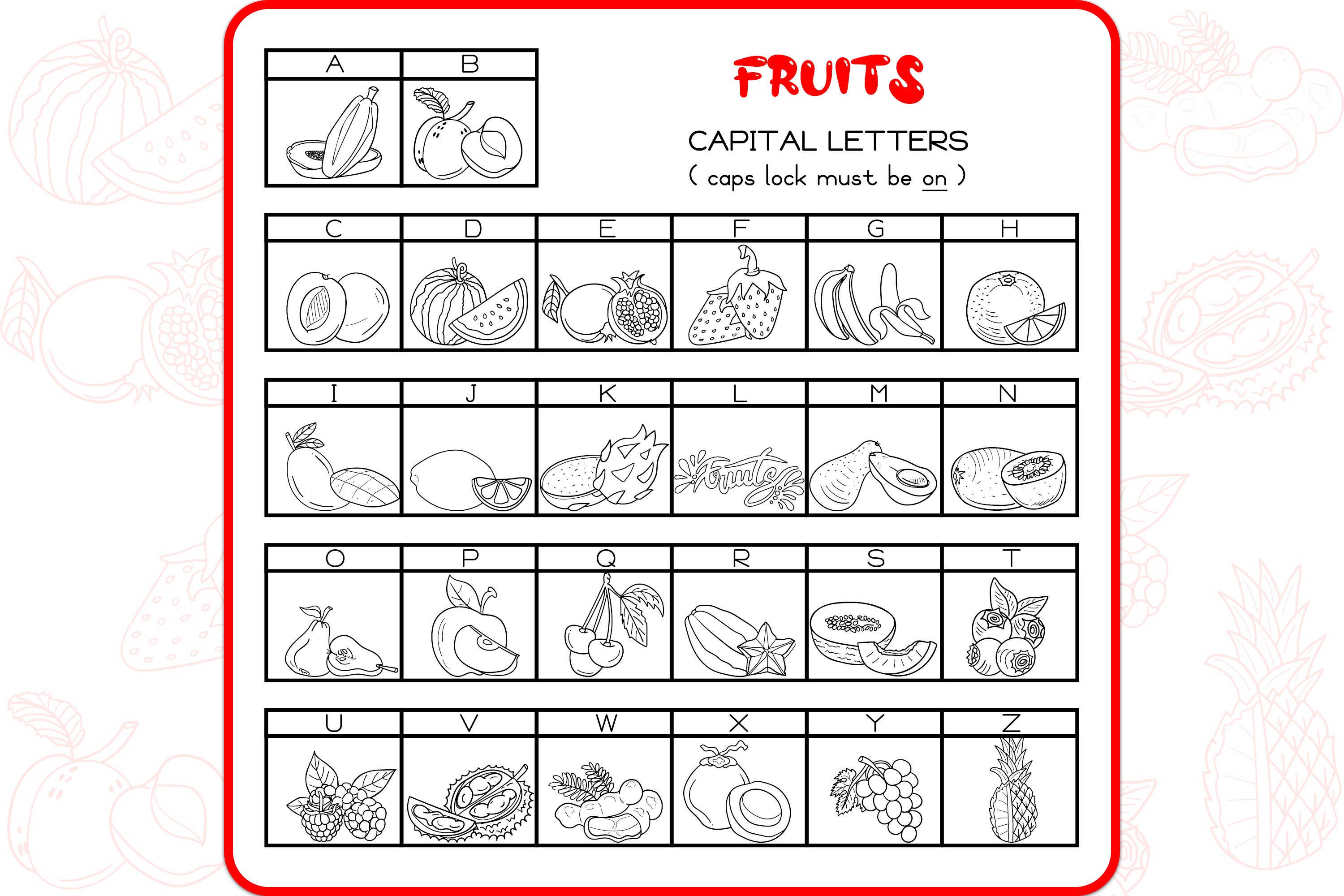 Fruits Doodles - Dingbats Font preview image.