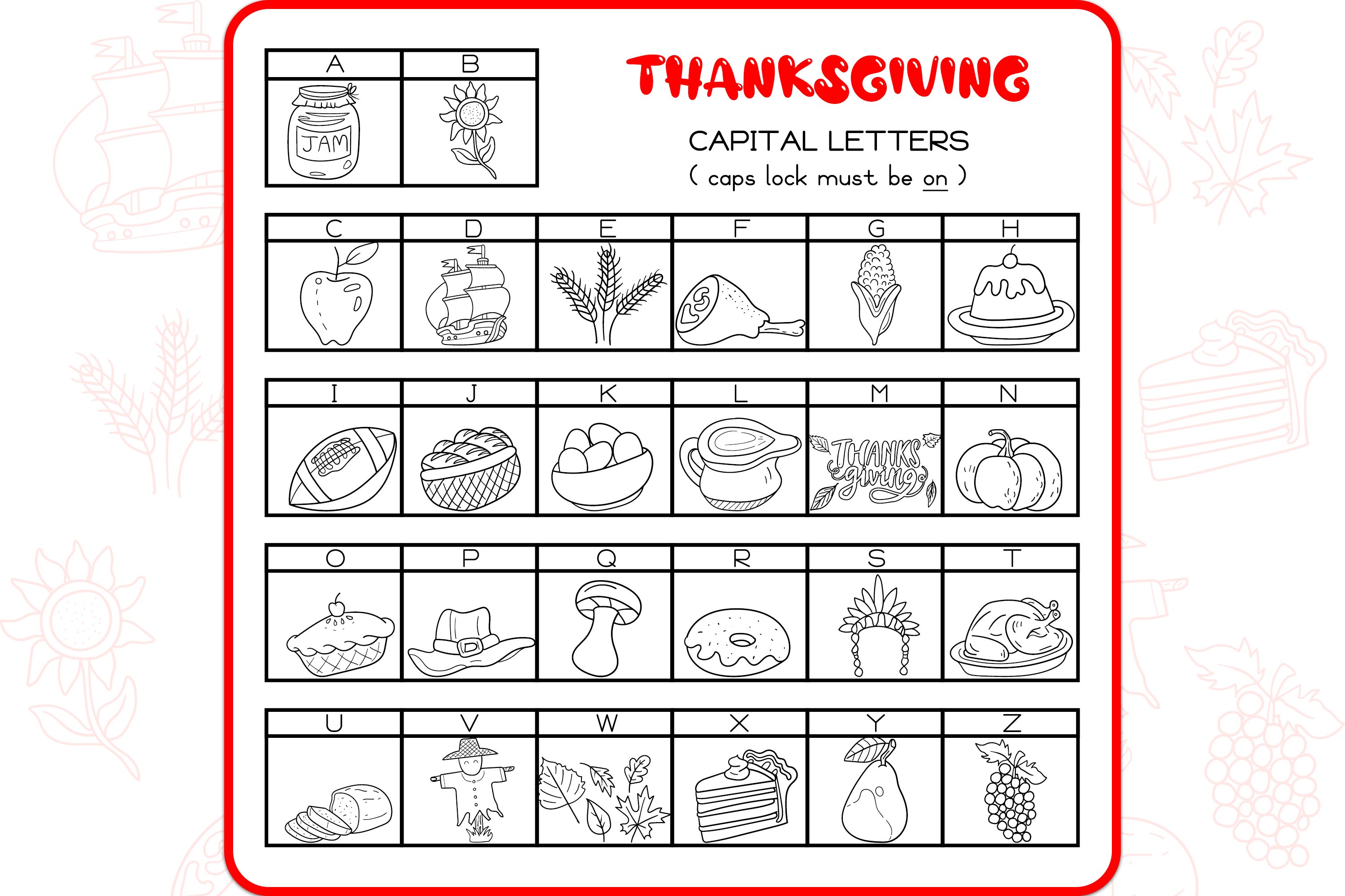 Thanksgiving Doodles - Dingbats Font preview image.