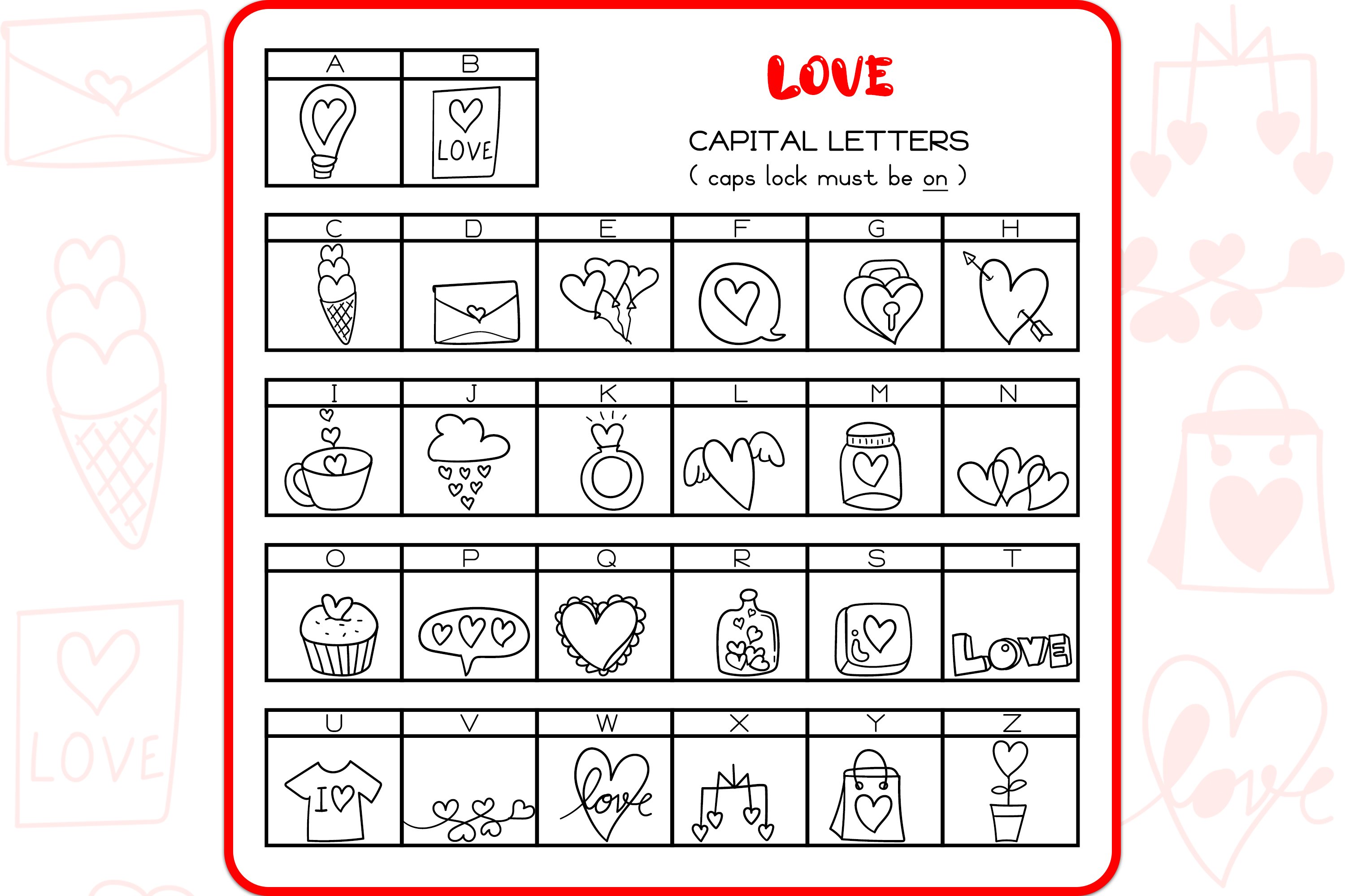 Love Doodles - Dingbats Font preview image.