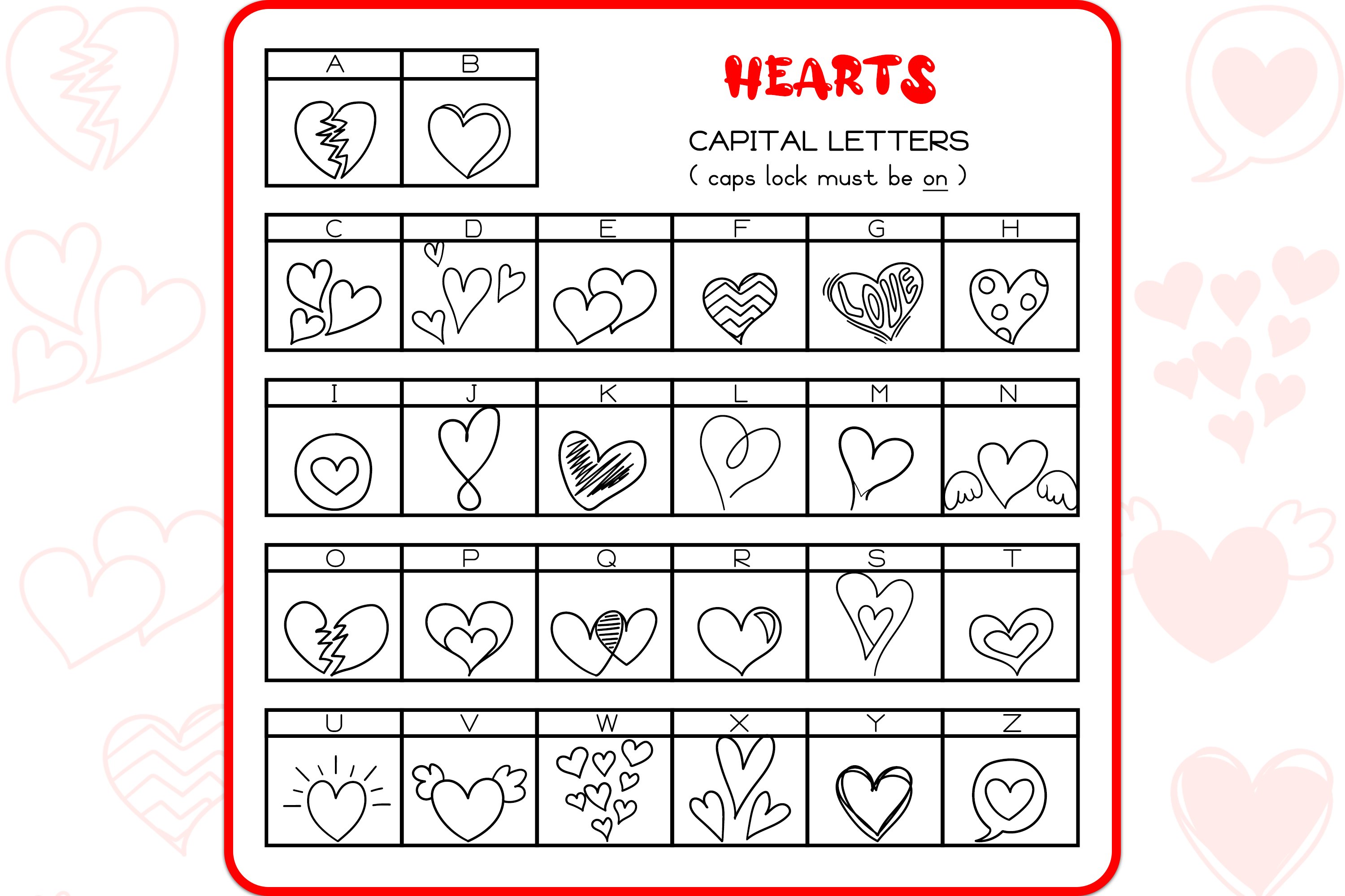 Heart Doodles - Dingbats Font preview image.