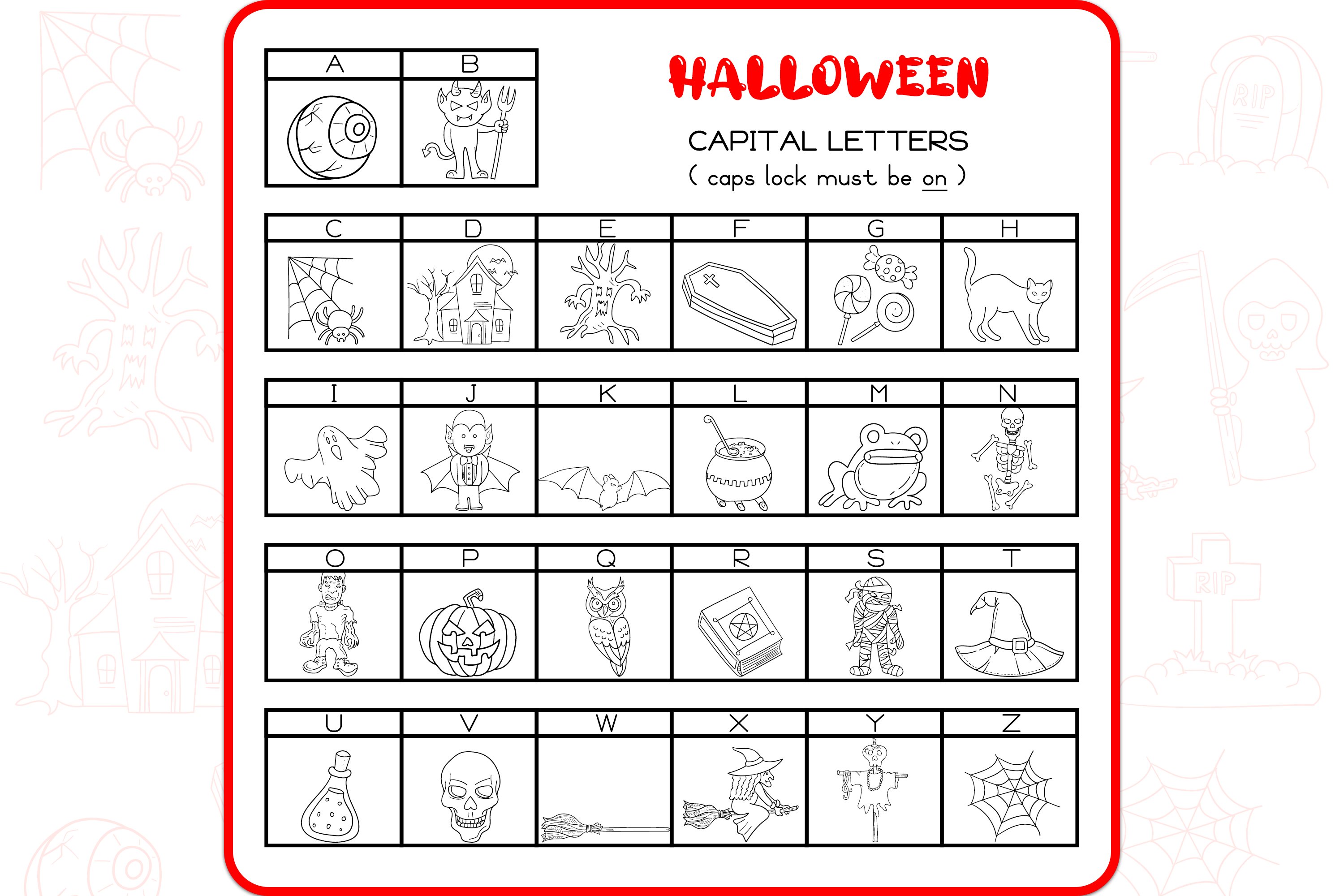 Halloween Doodles - Dingbats Font preview image.