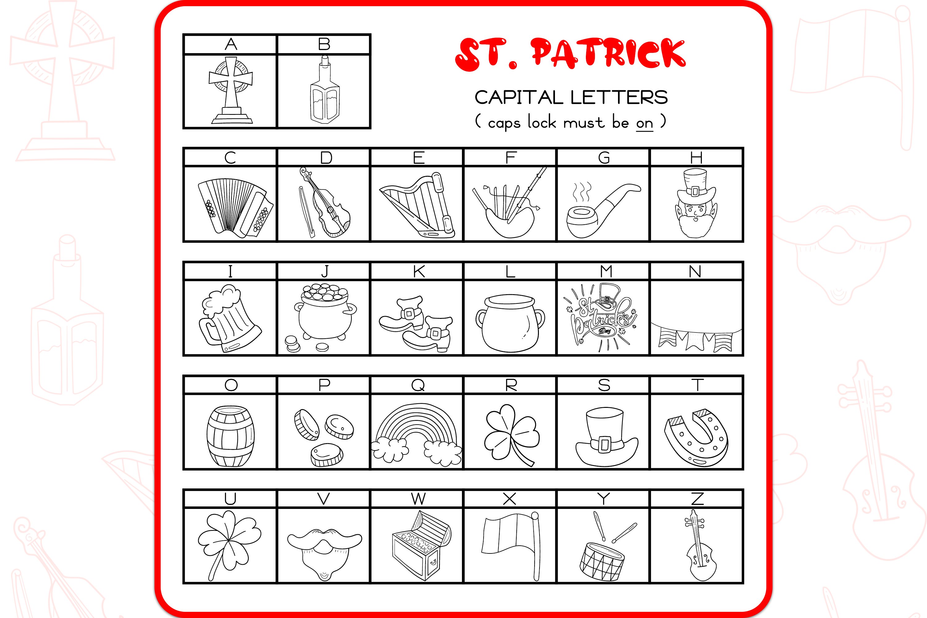 St. Patrick Doodles - Dingbats Font preview image.