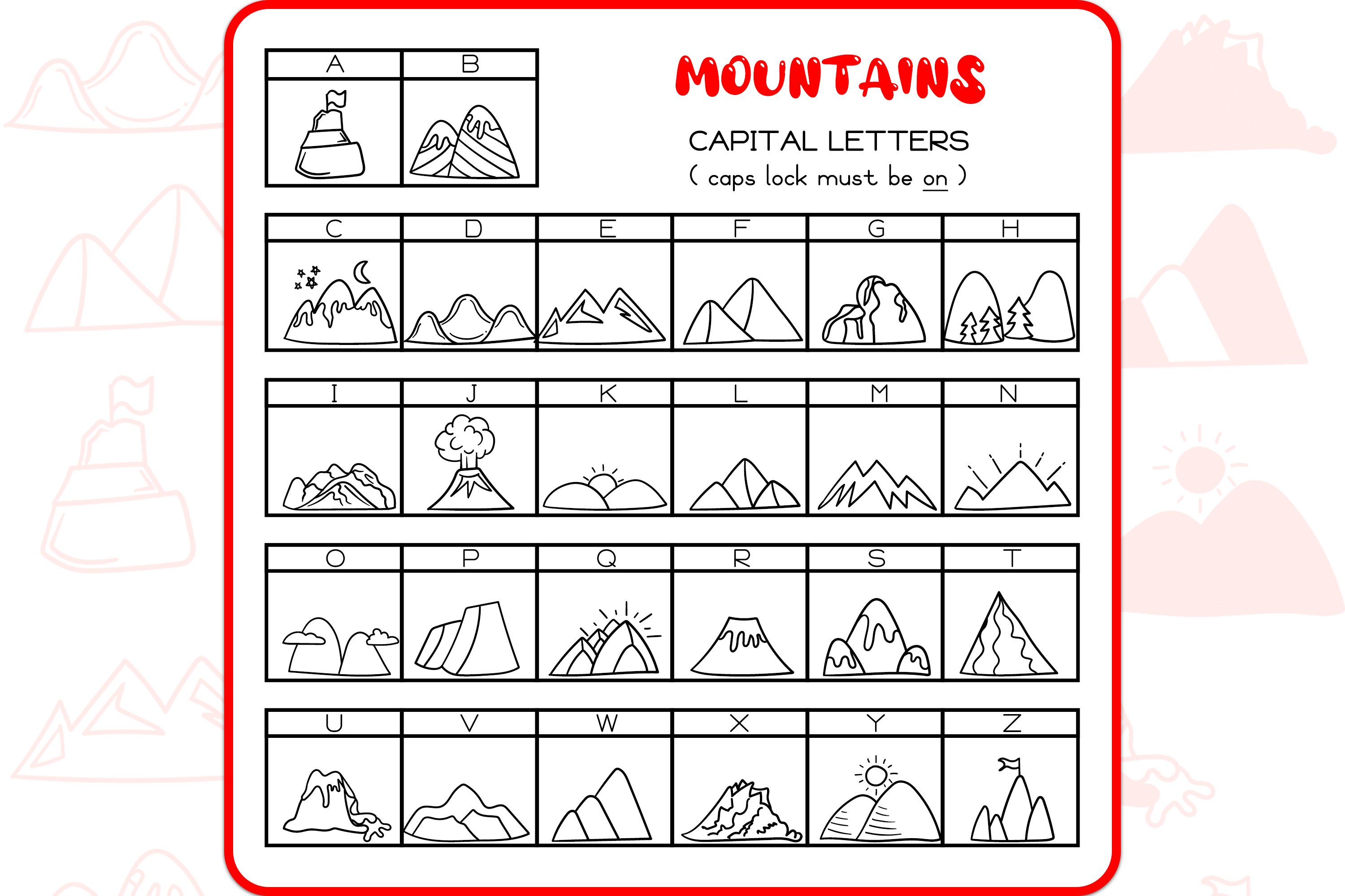 Mountain Doodles - Dingbats Font preview image.