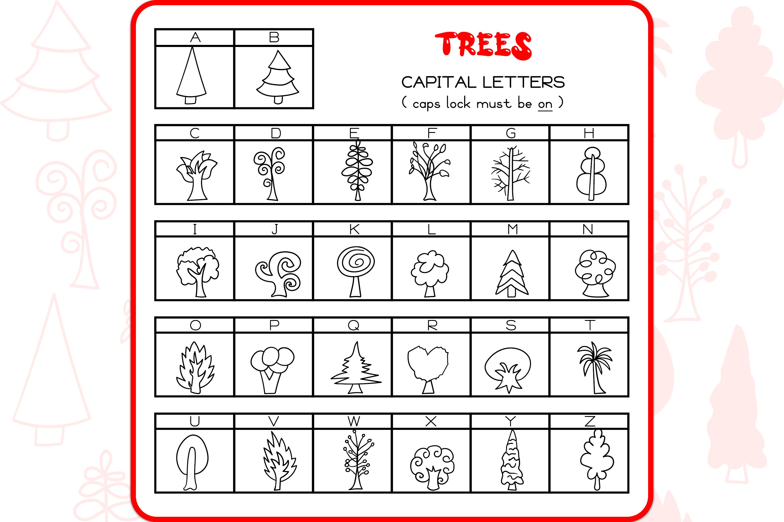 Tree Doodles - Dingbats Font preview image.