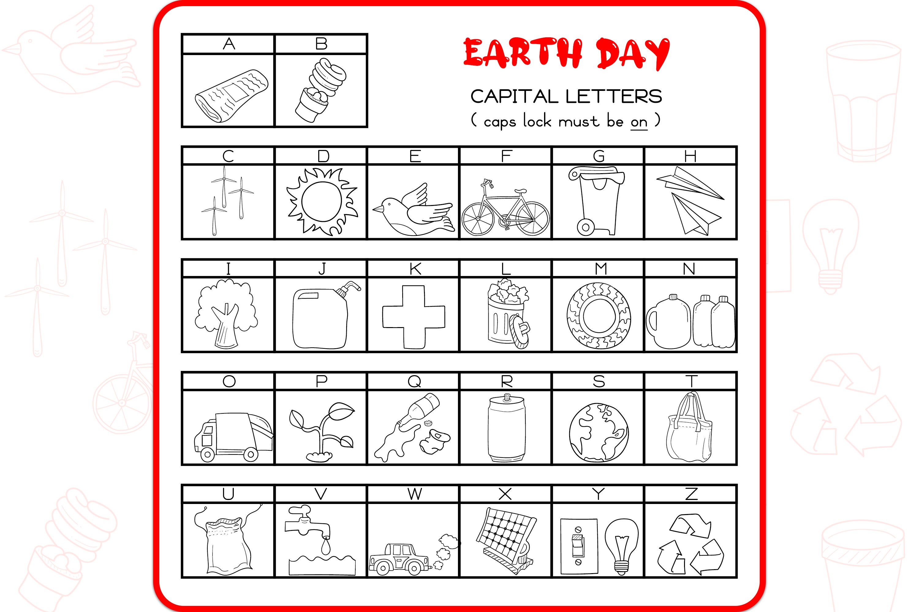 Earth Day Doodles - Dingbats Font preview image.