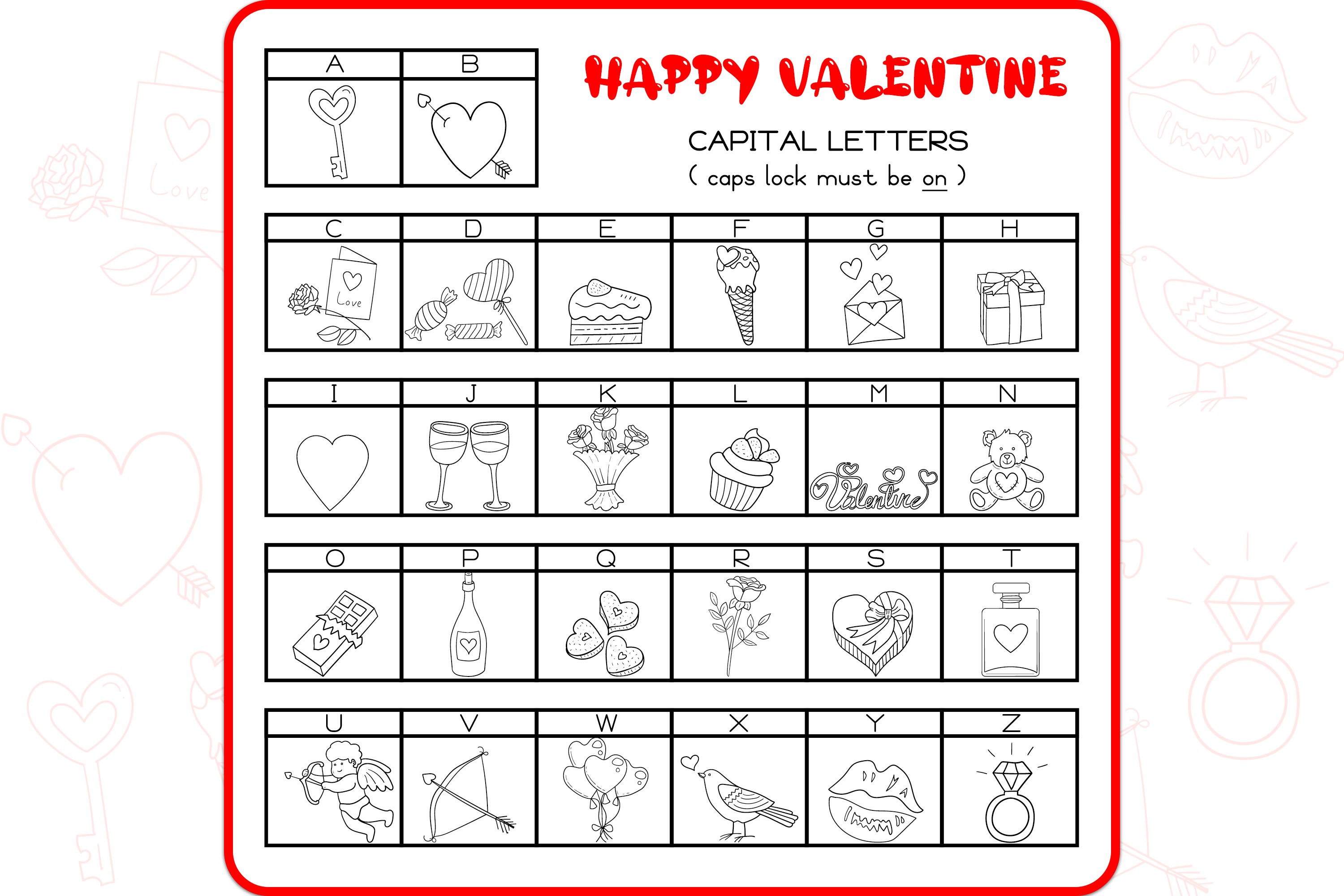 Valentine Doodles - Dingbats Font preview image.