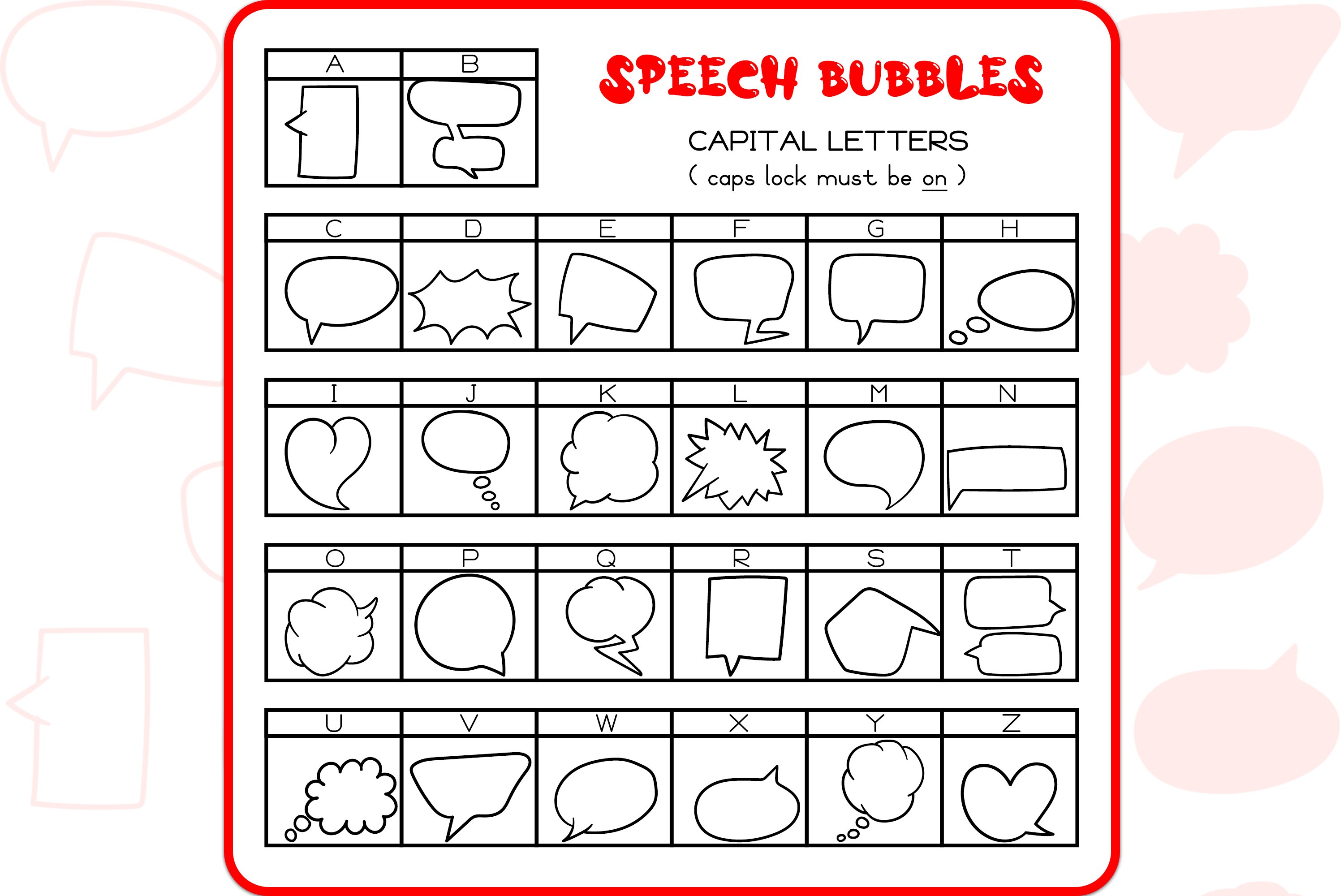 Speech Bubble Doodles Dingbats Font preview image.