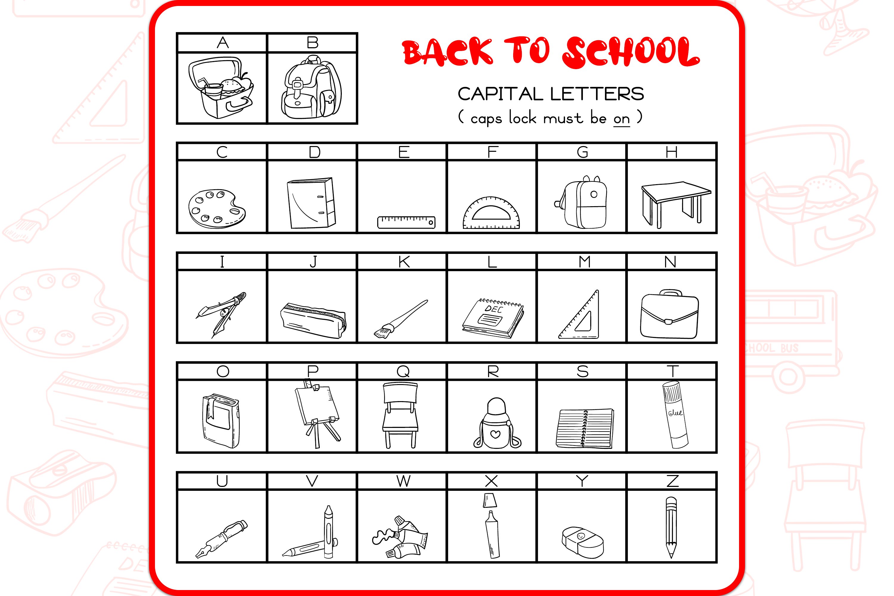 Back to School Doodles Dingbats Font preview image.