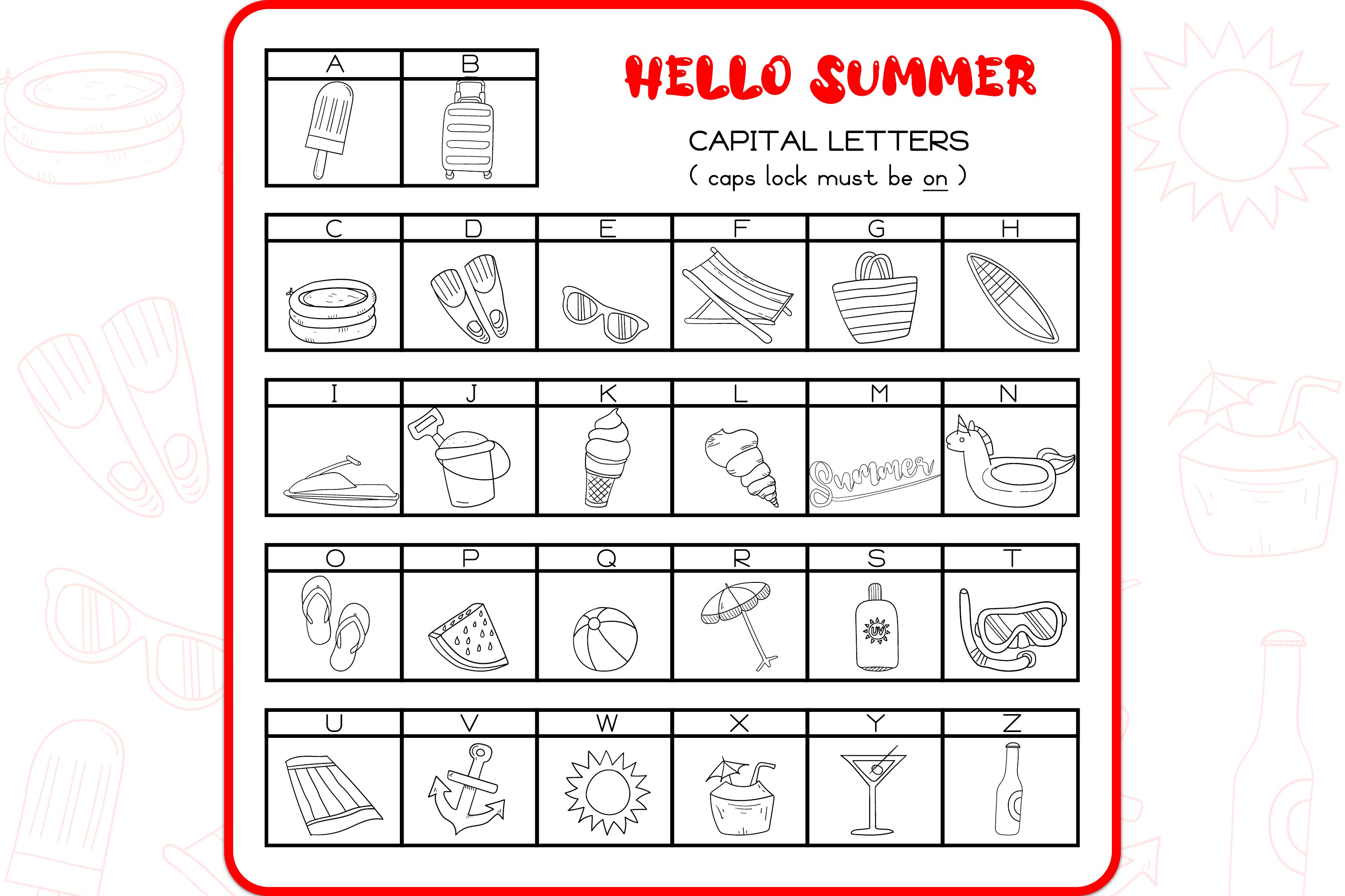 Summer Doodles - Dingbats Font preview image.