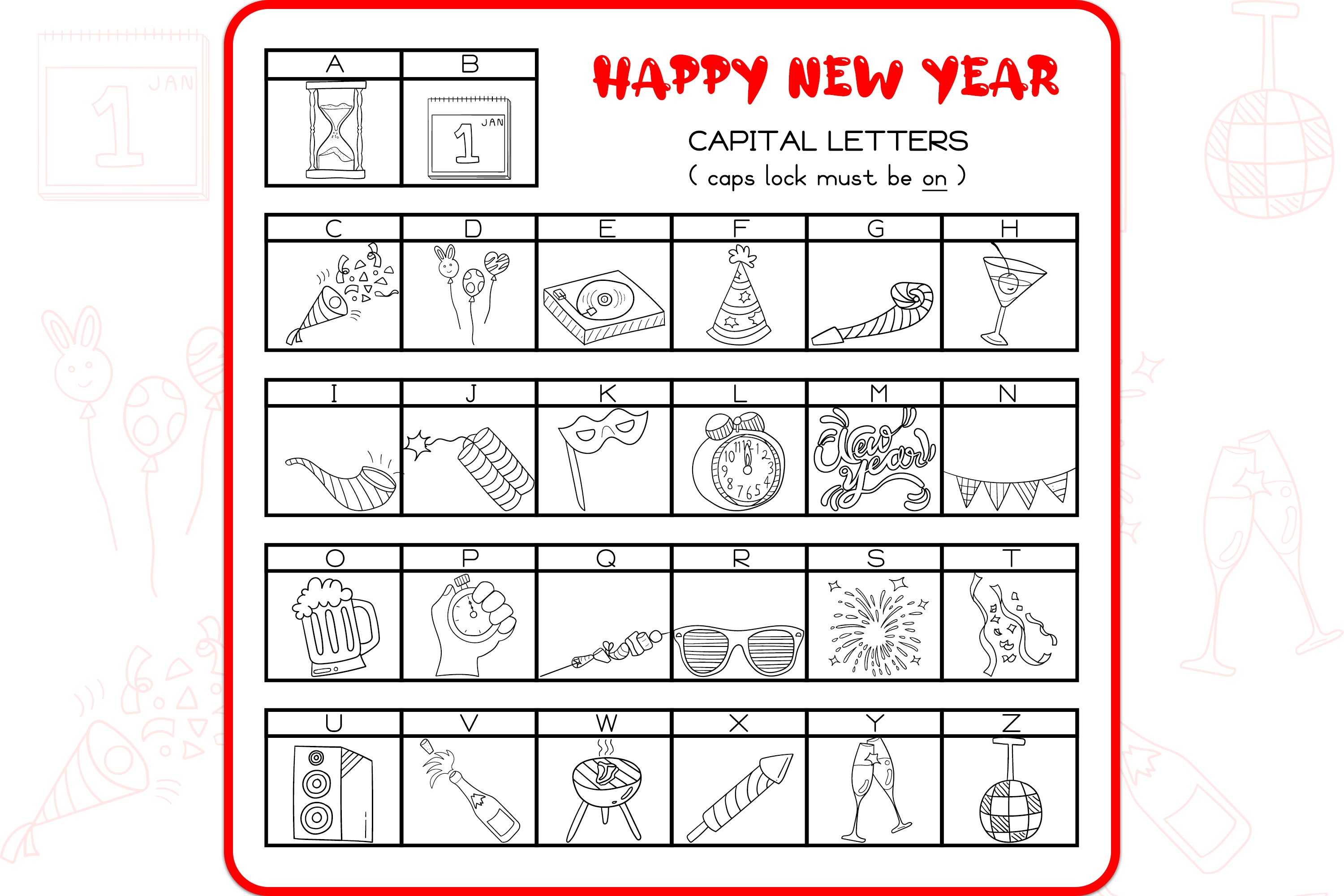 New Year Doodles - Dingbats Font preview image.