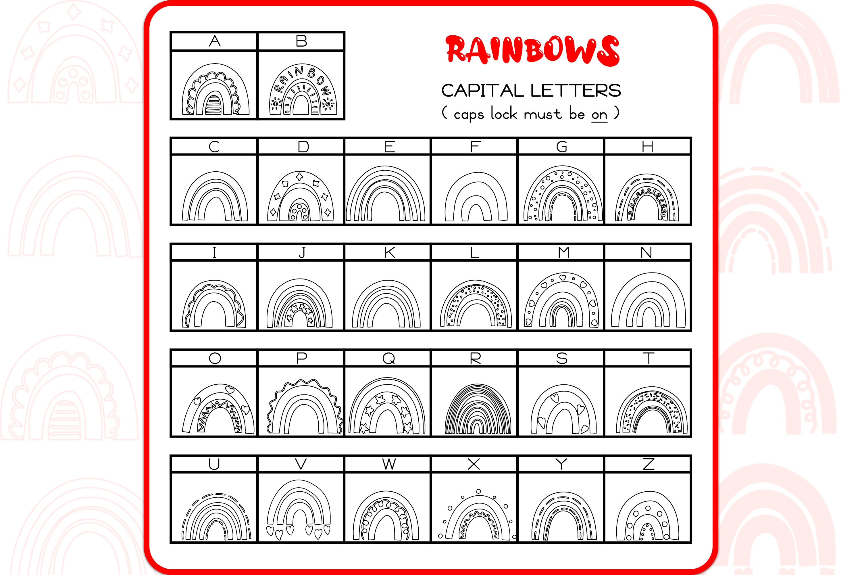 Rainbow Doodles - Dingbats Font preview image.