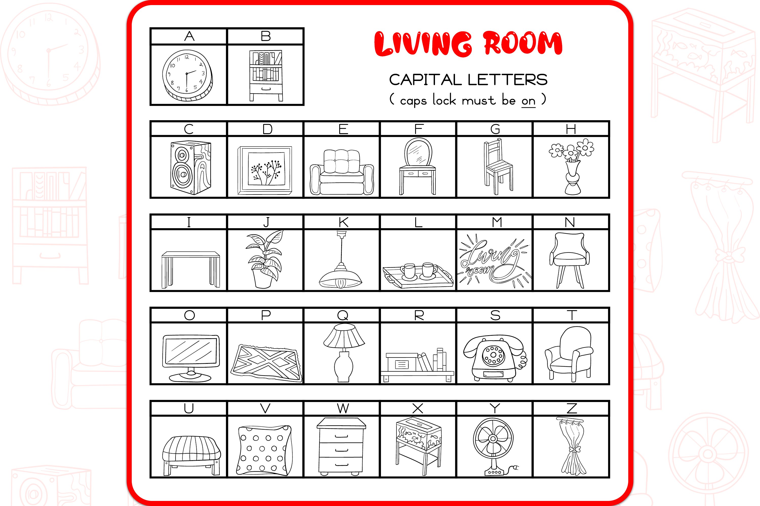 Living Room Doodles - Dingbats Font preview image.