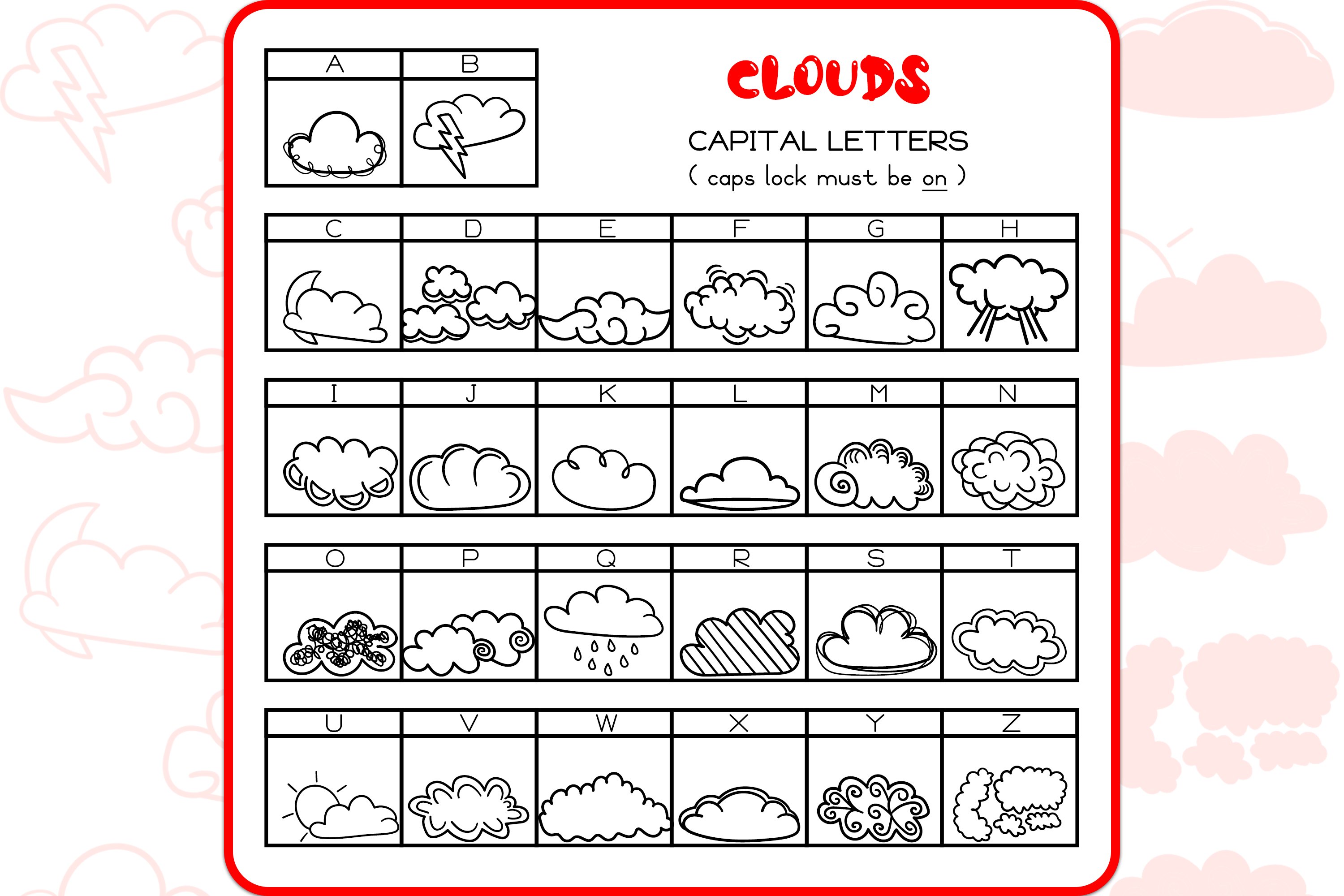 Cloud Doodles - Dingbats Font preview image.