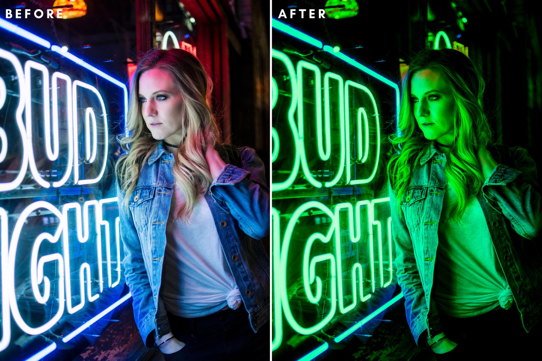 Cyberpunk Neon Lightroom Presetspreview image.