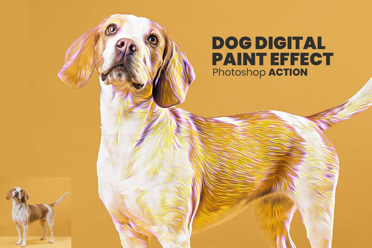 dog digital paint effect photoshop action 403