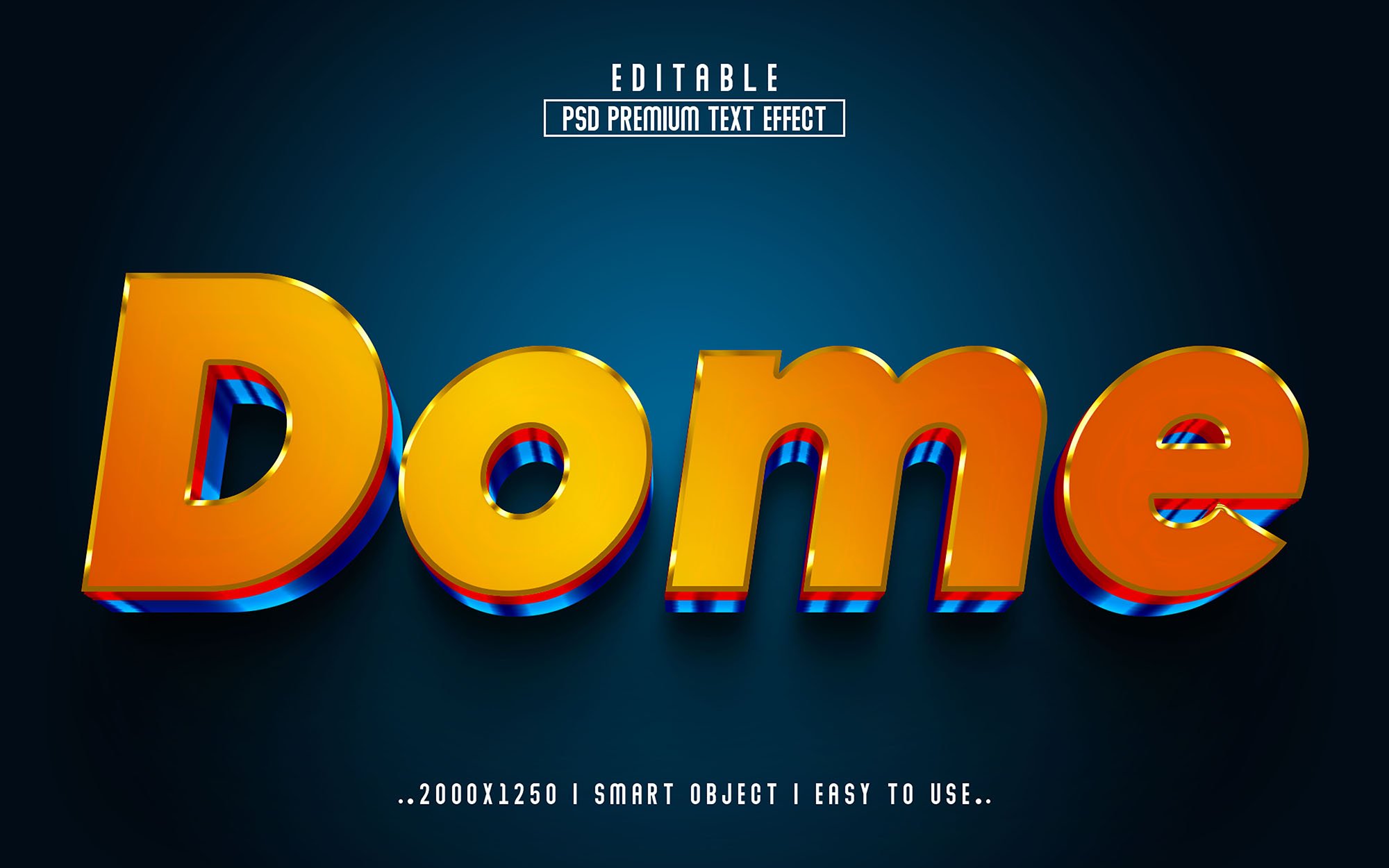 Dome 3D Editable Text Effect stylecover image.