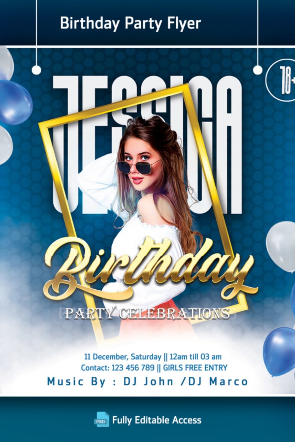 Birthday Party Flyer Template pinterest preview image.