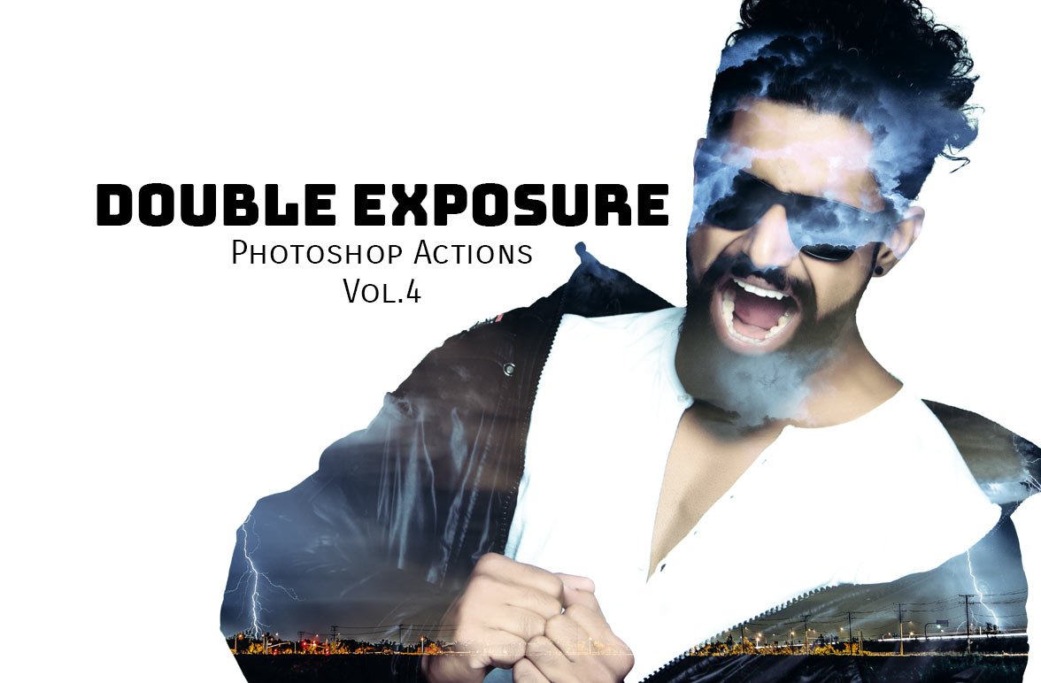 Double Exposure Photoshop Actions V4cover image.