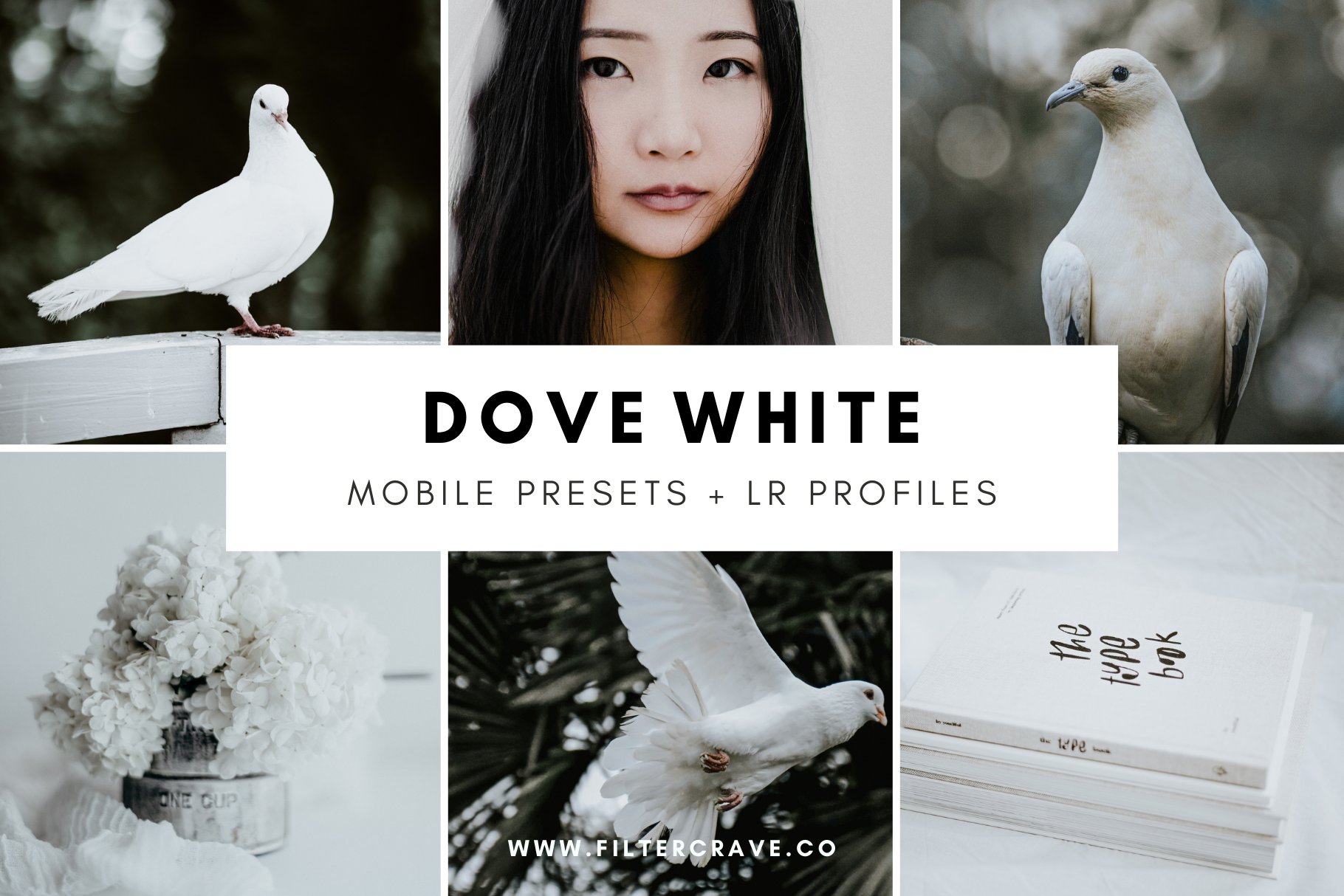 Dove White Mobile Lightroom Presetspreview image.