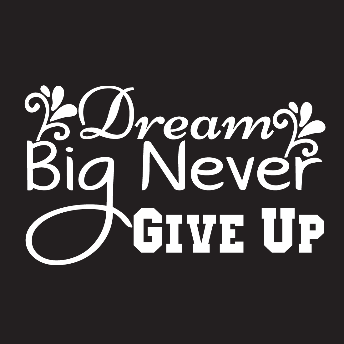 Dream big never give up preview image.