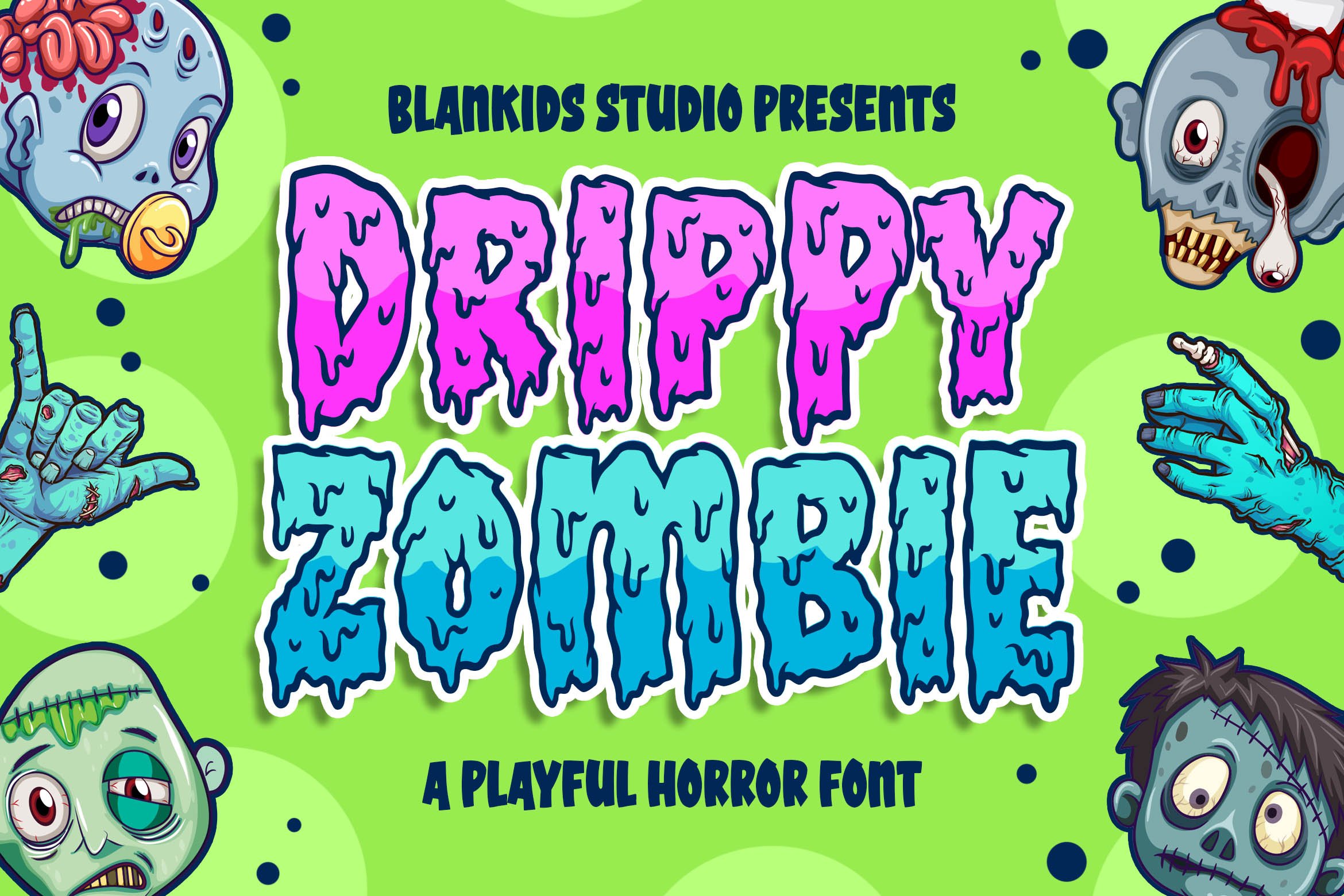 Drippy Zombie a playful Spooky Font cover image.