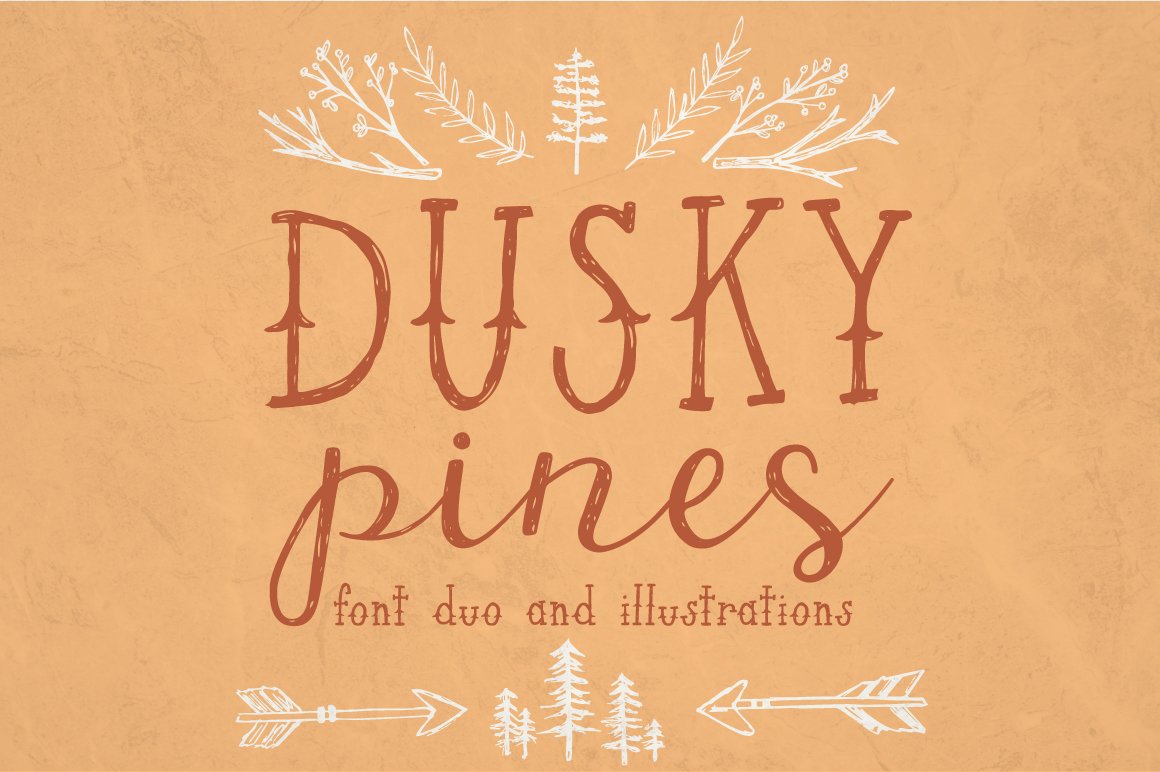 Dusky Pines Font Duo + Illustrations cover image.