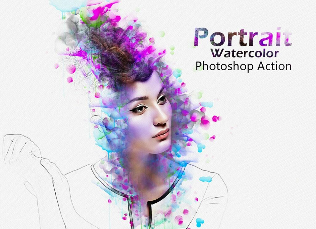 Portrait Watercolor Photoshop Action – MasterBundles