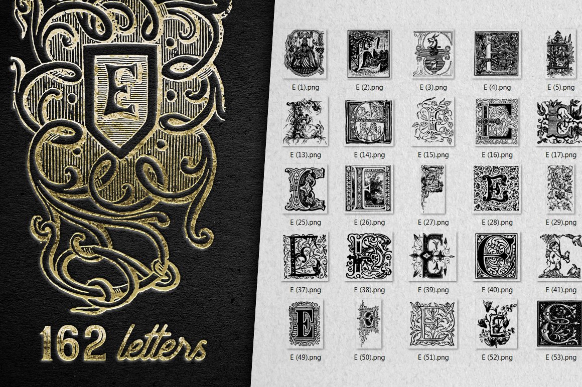 Vintage Letter E Vector And PNG cover image.