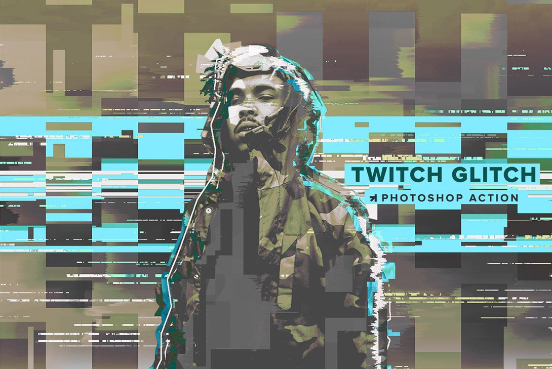 Twitch Glitch Photoshop Actioncover image.