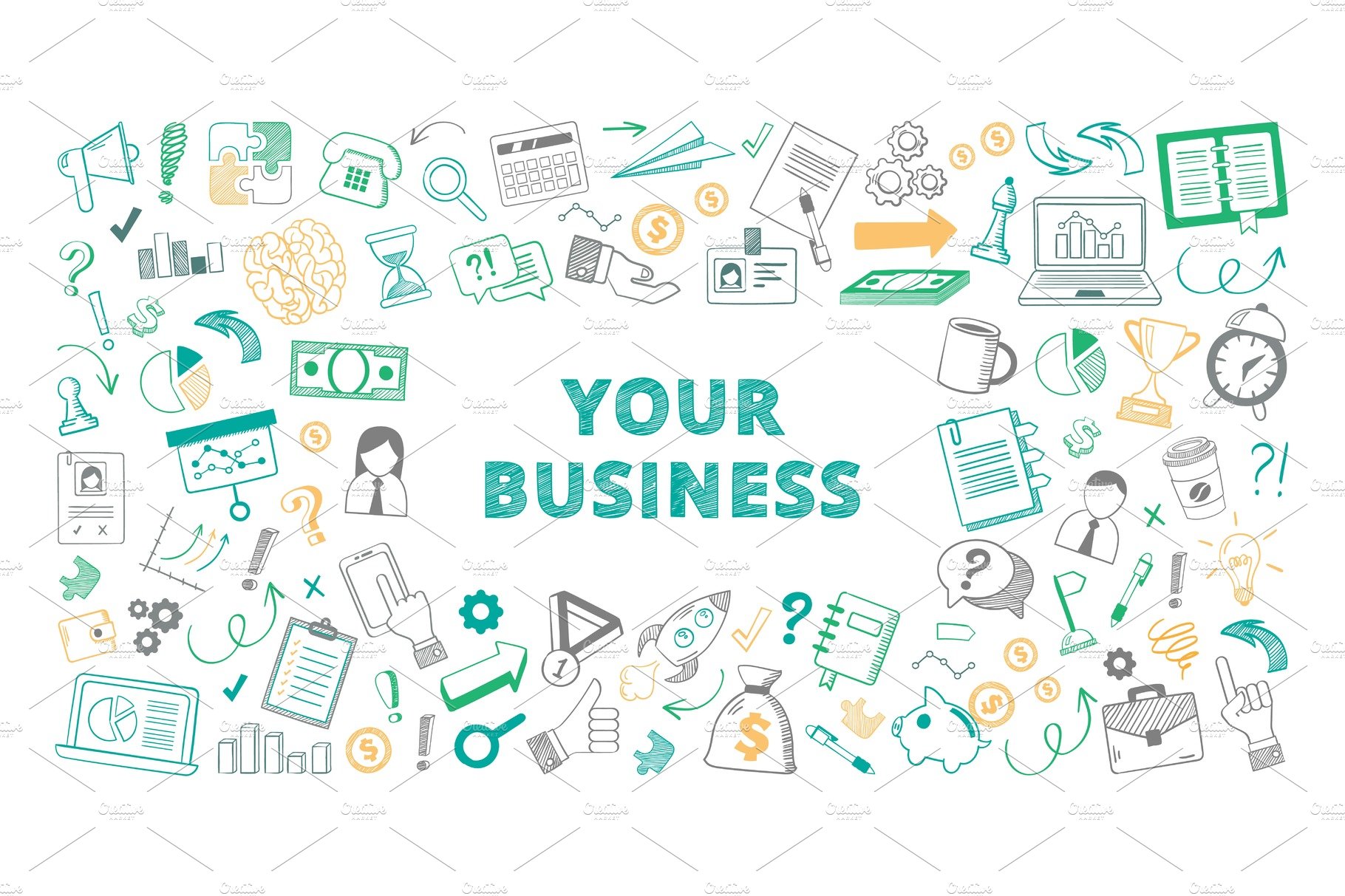 A circle of business icons with the words your business.