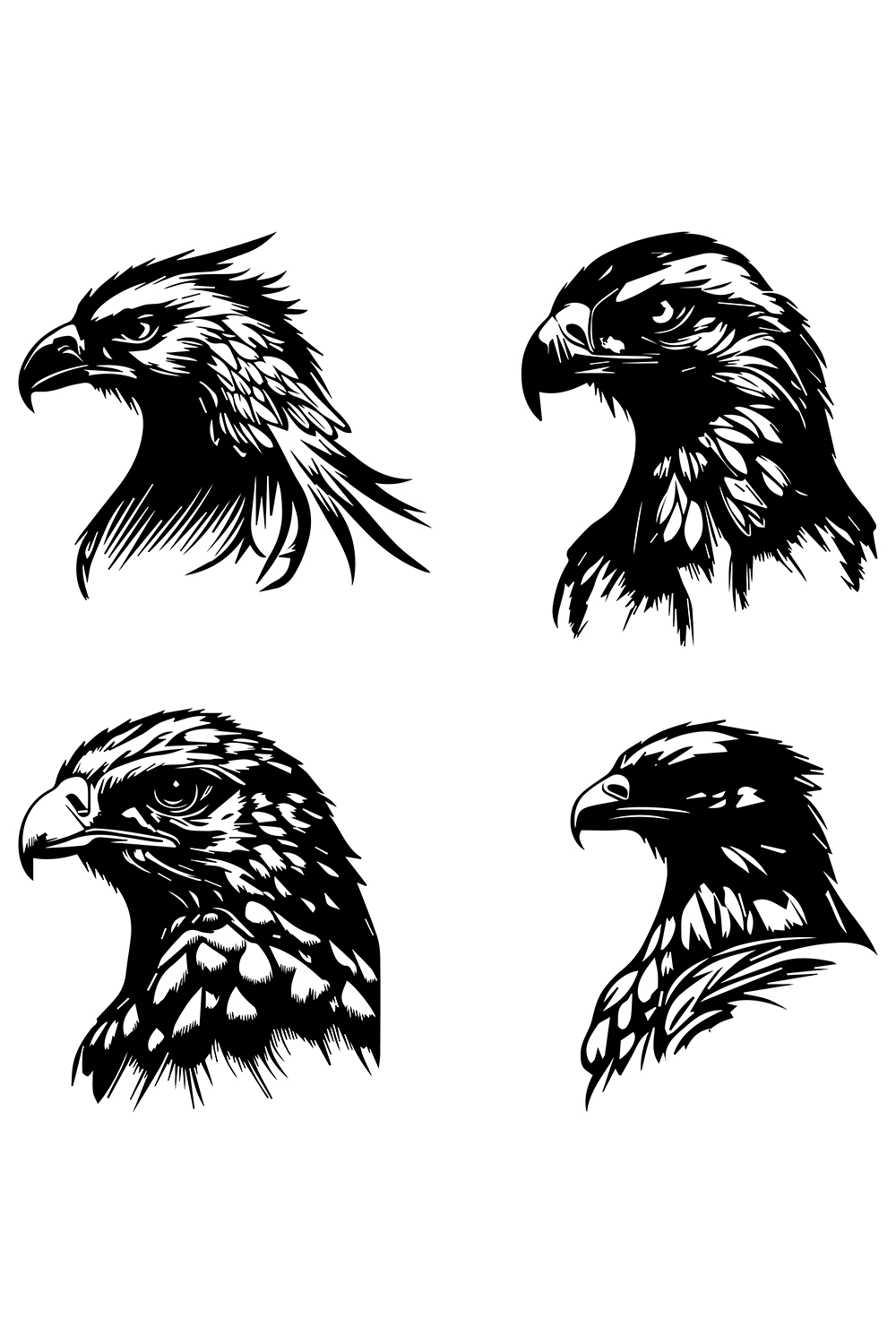 Eagle Head Logo Vector Set, Eagle Vector Logo, icon, Sketch pinterest preview image.